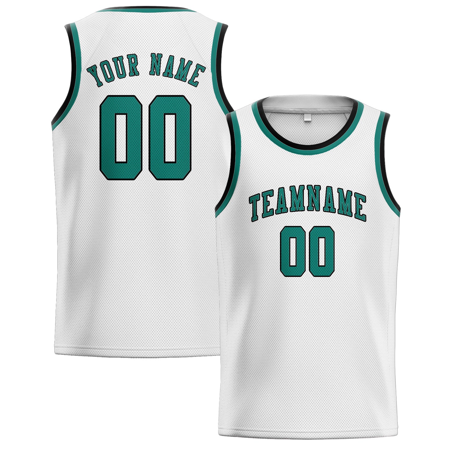 Maillot de basketball personnalisé blanc, bleu et vert
