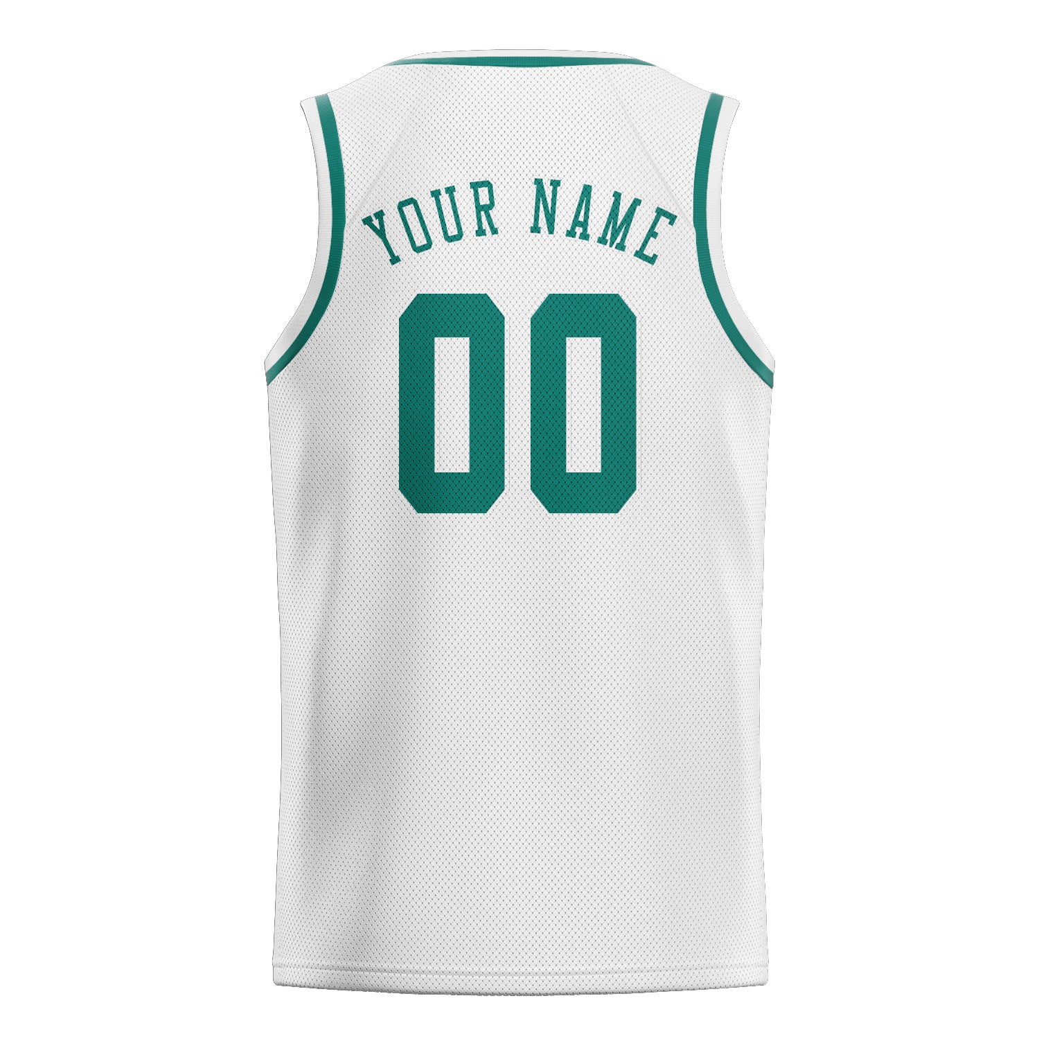 Maillot de basketball personnalisé blanc, bleu et vert