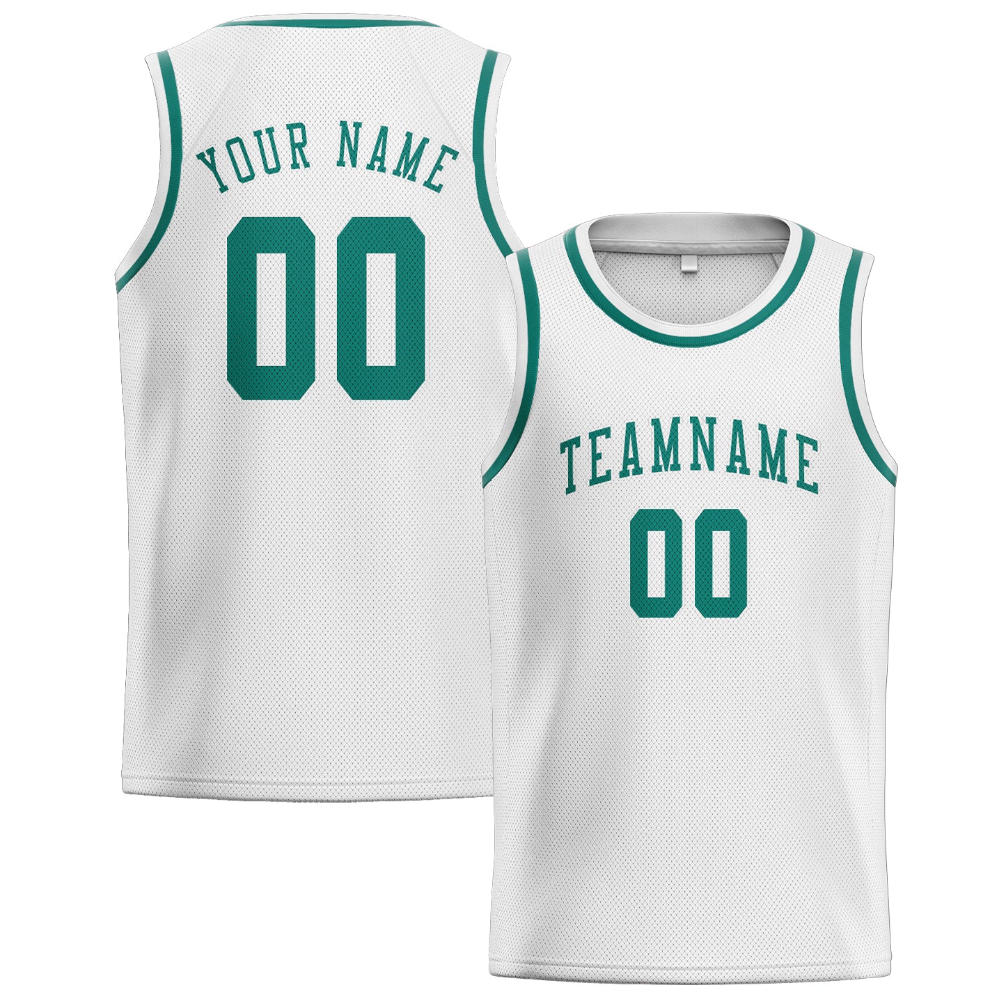 Maillot de basketball personnalisé blanc, bleu et vert