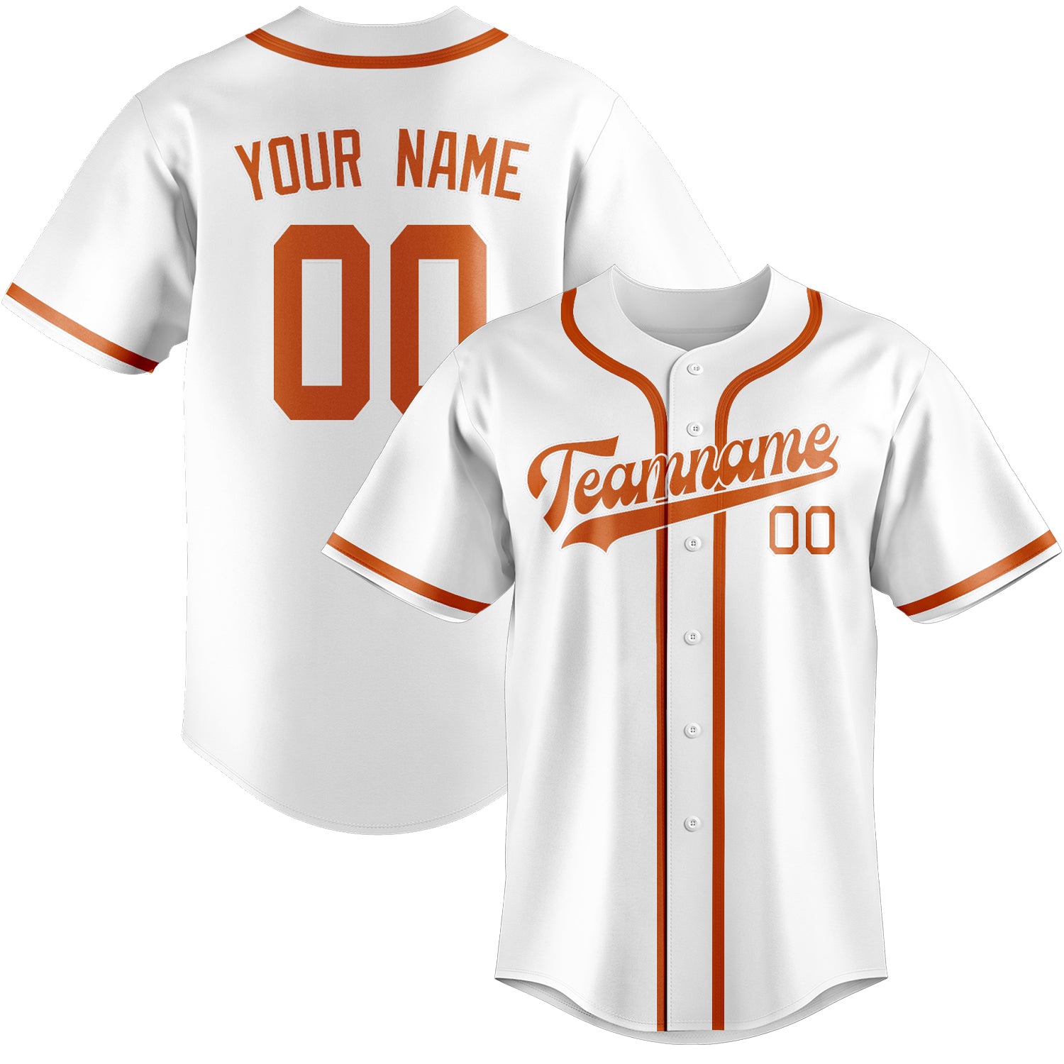 Maillot de baseball personnalisé blanc et orange