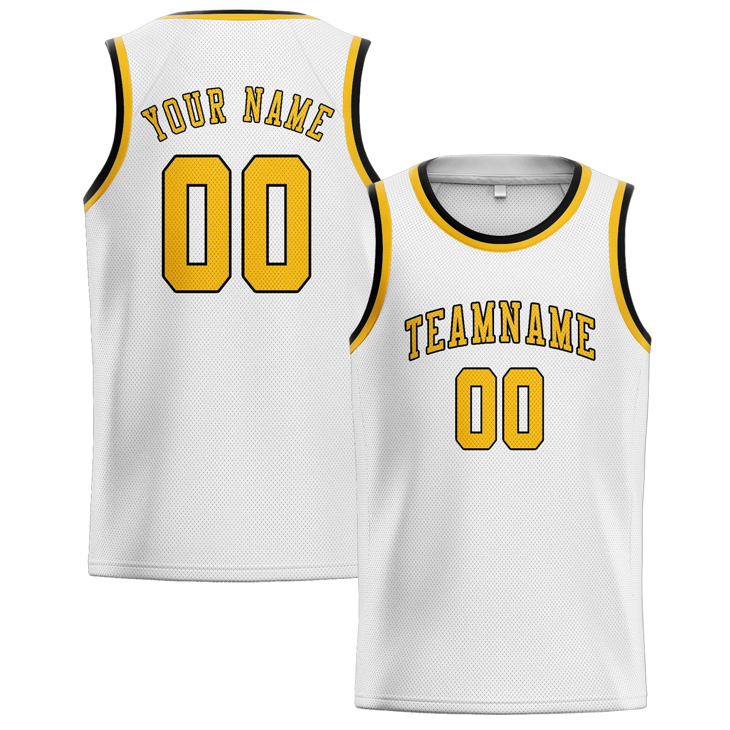 Maillot de basketball personnalisé blanc et or
