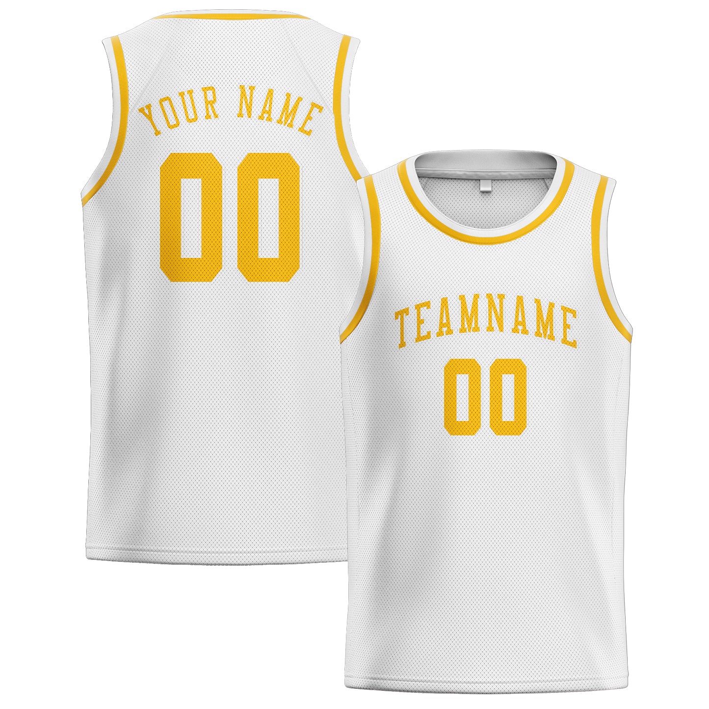 Maillot de basketball personnalisé blanc et or