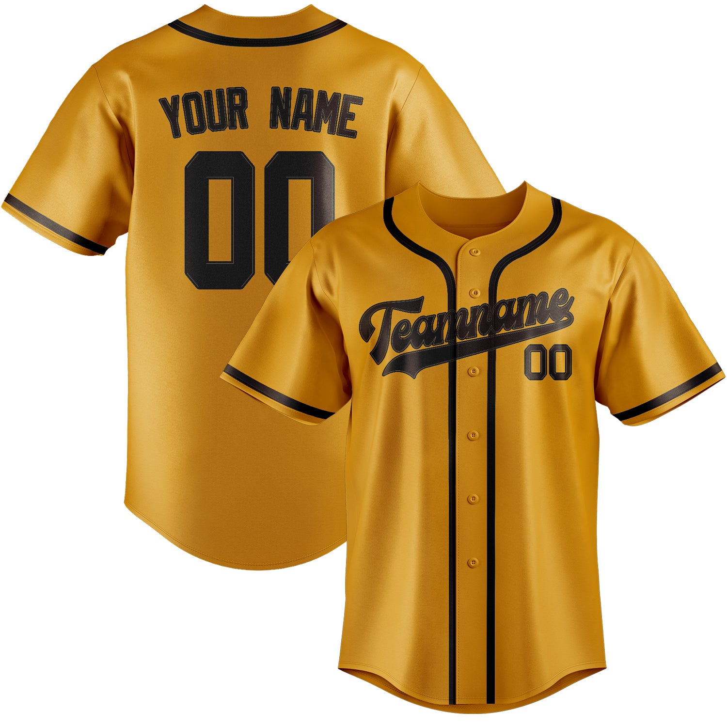 Maillot de baseball personnalisé jaune-marron