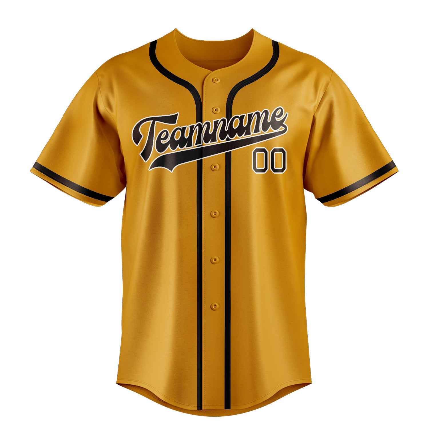 Maillot de baseball personnalisé jaune-marron