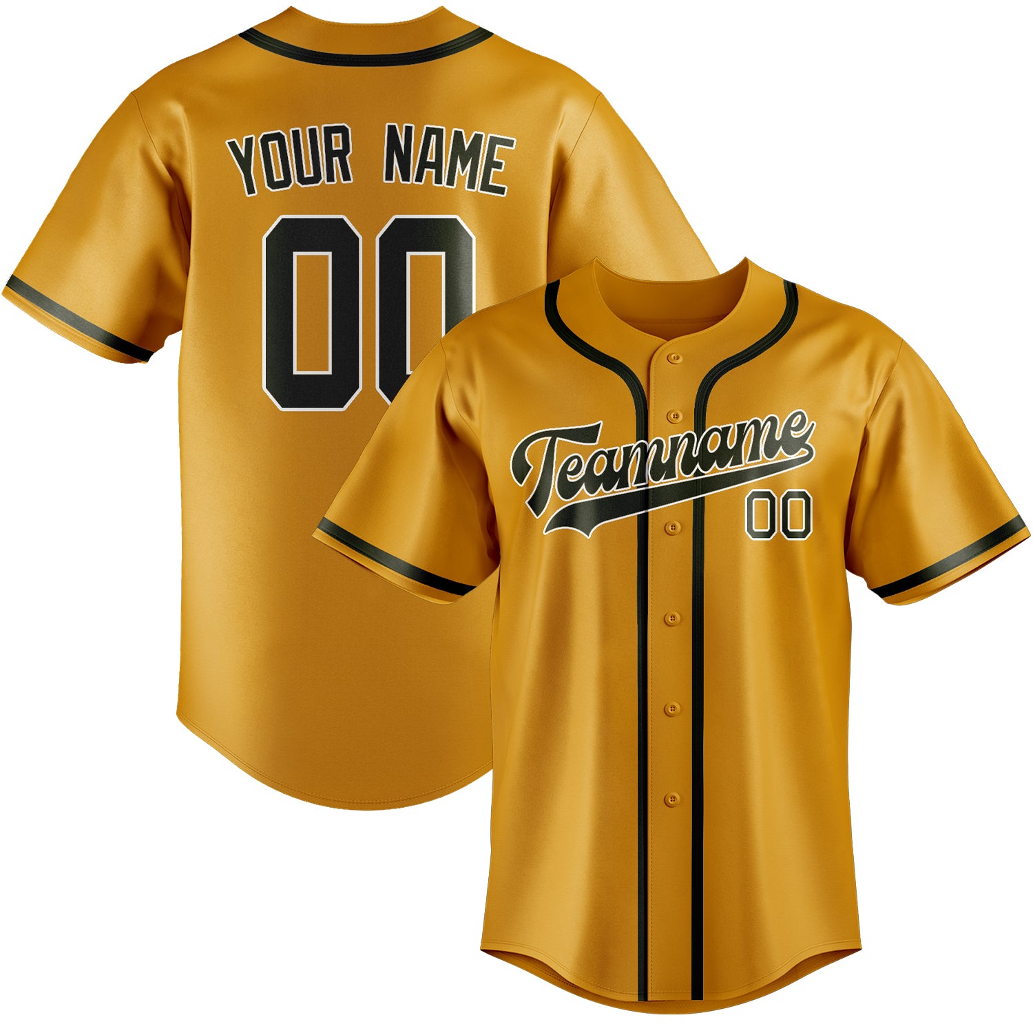 Maillot de baseball jaune olive personnalisé