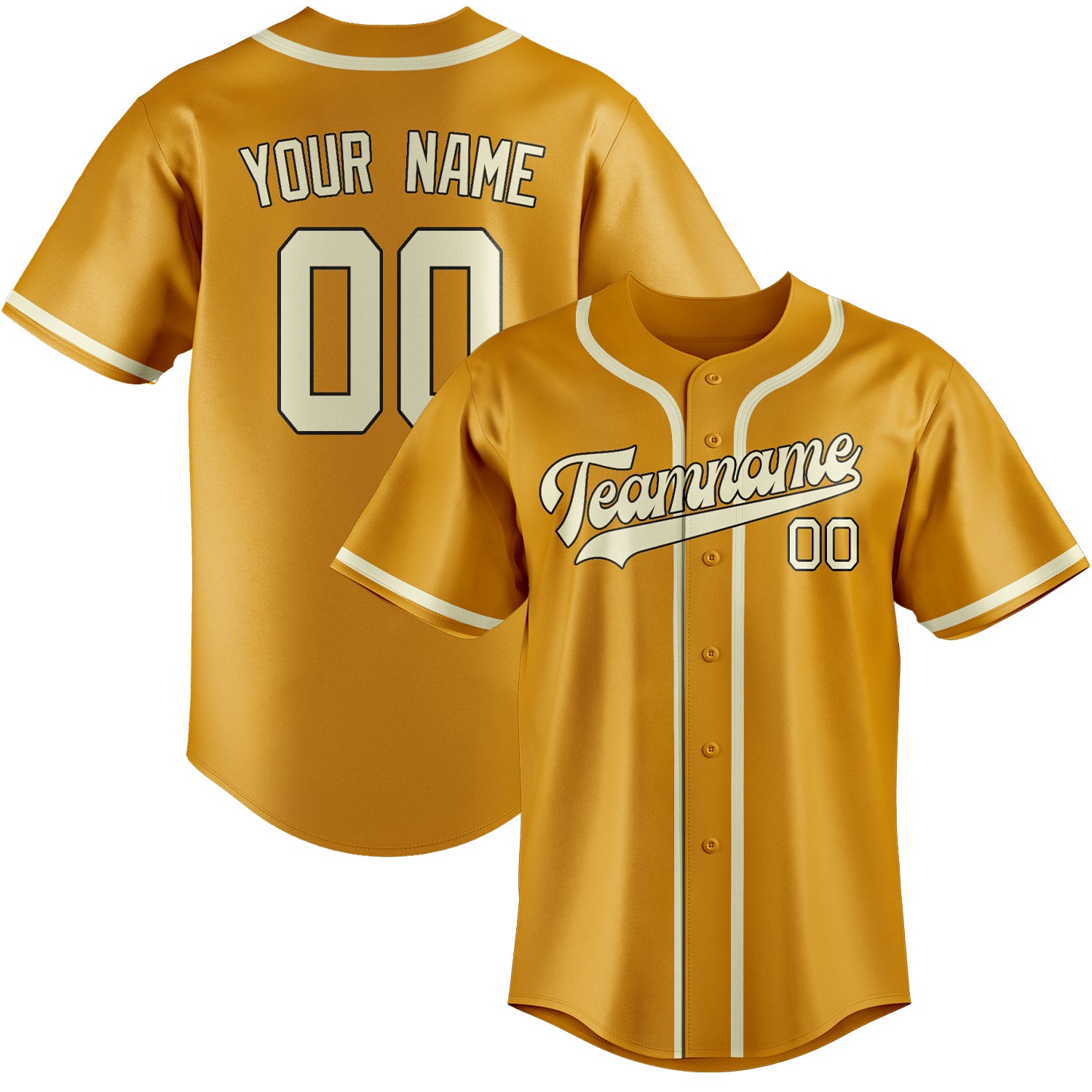Maillot de baseball personnalisé jaune crème