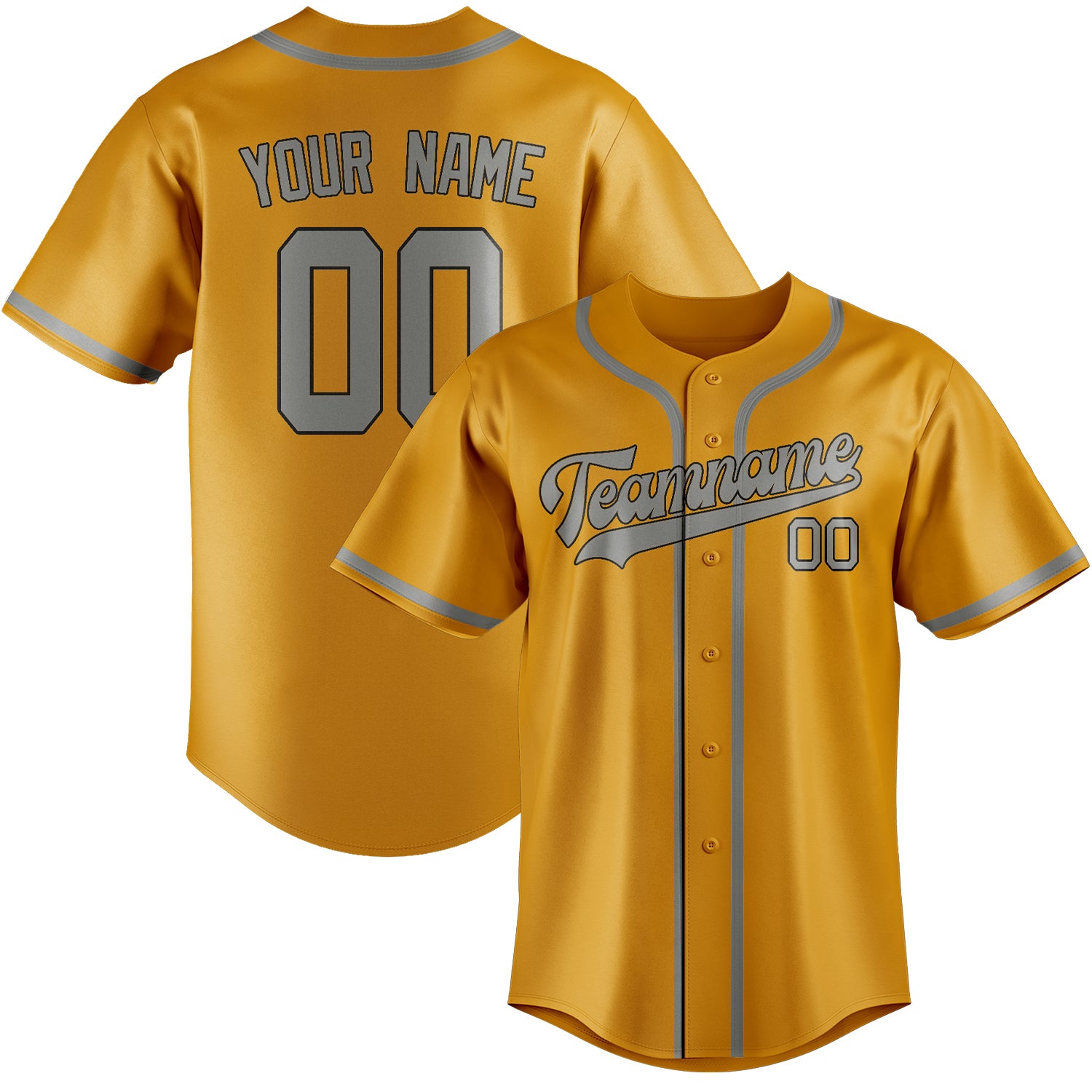 Maillot de baseball personnalisé jaune et gris