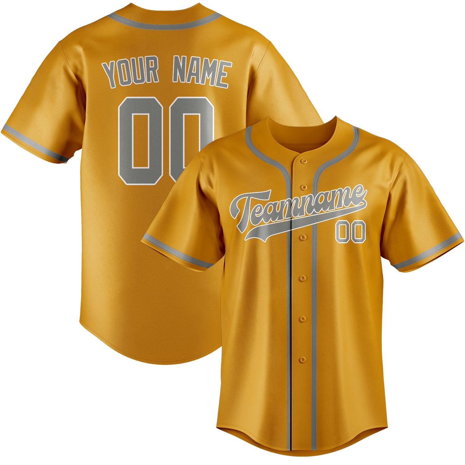 Maillot de baseball personnalisé jaune et gris