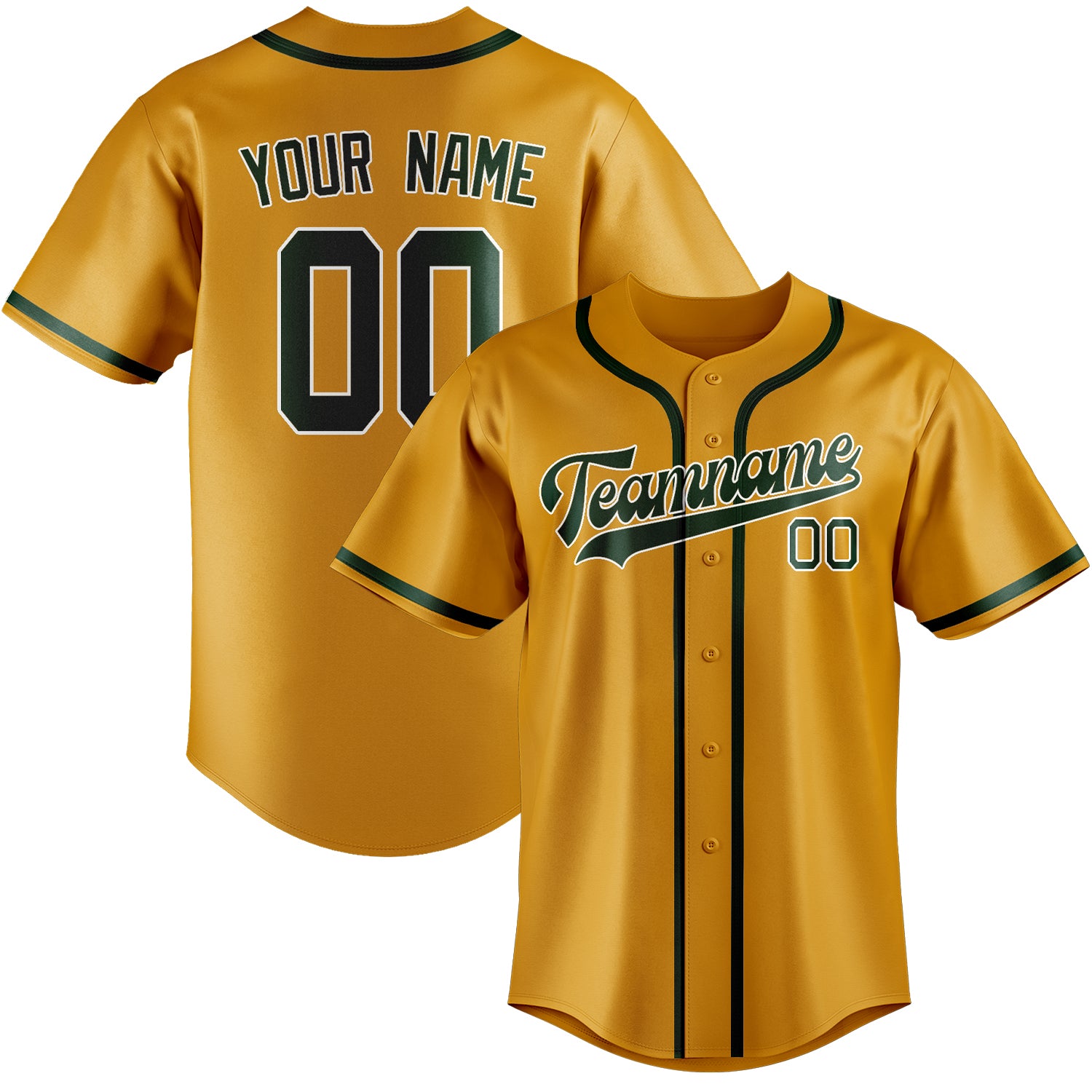 Maillot de baseball personnalisé jaune et vert