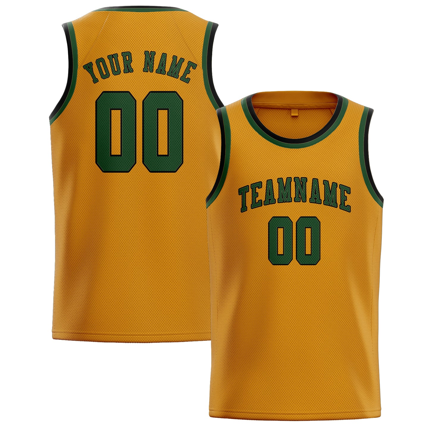 Maillot de basketball personnalisé jaune et vert foncé