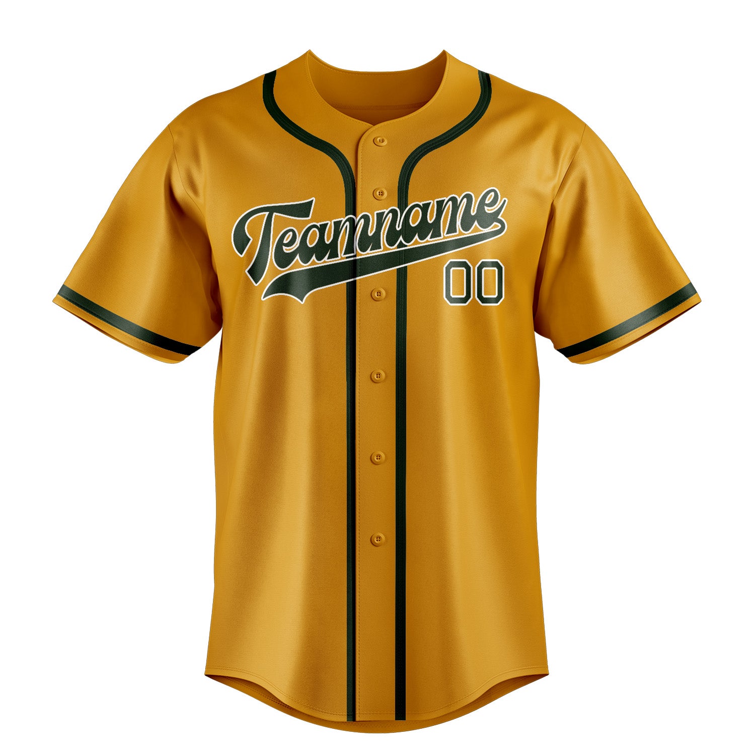 Maillot de baseball personnalisé jaune et vert foncé