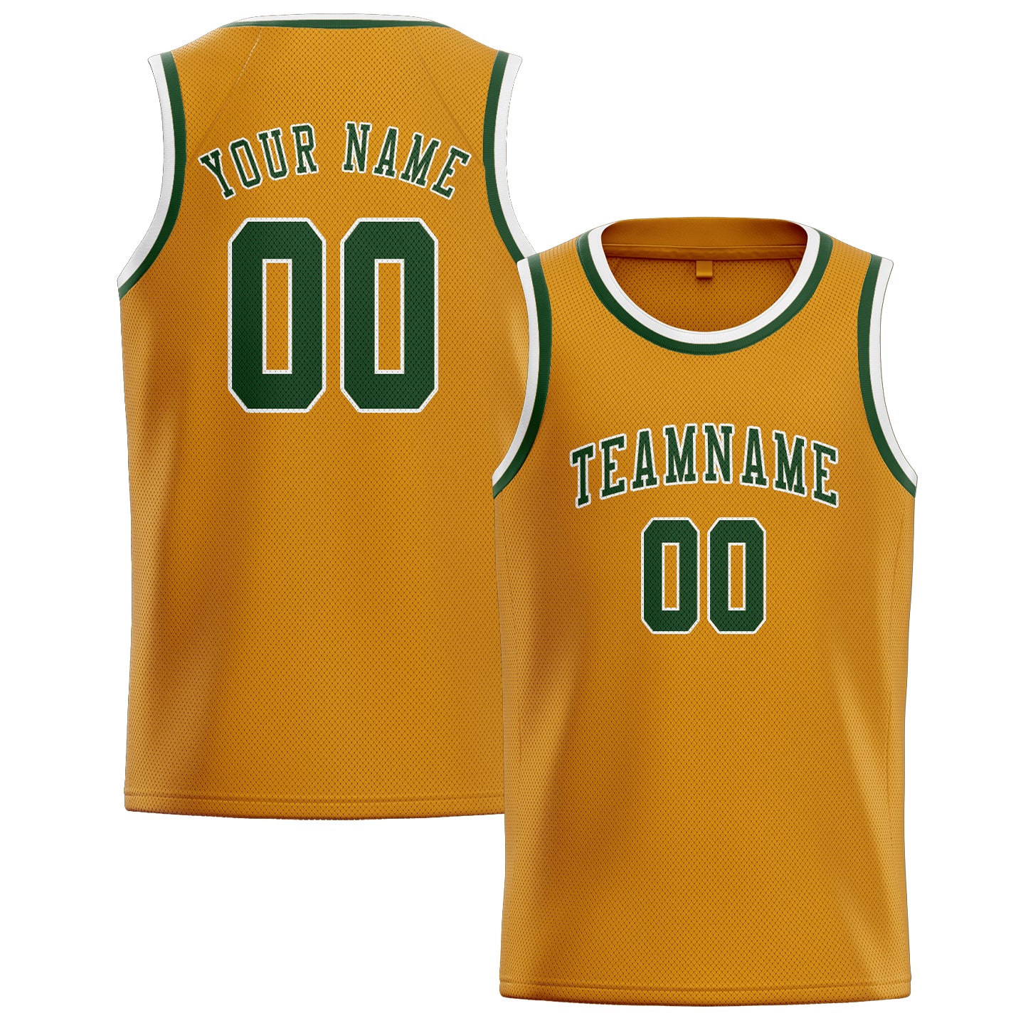 Maillot de basketball personnalisé jaune et vert foncé