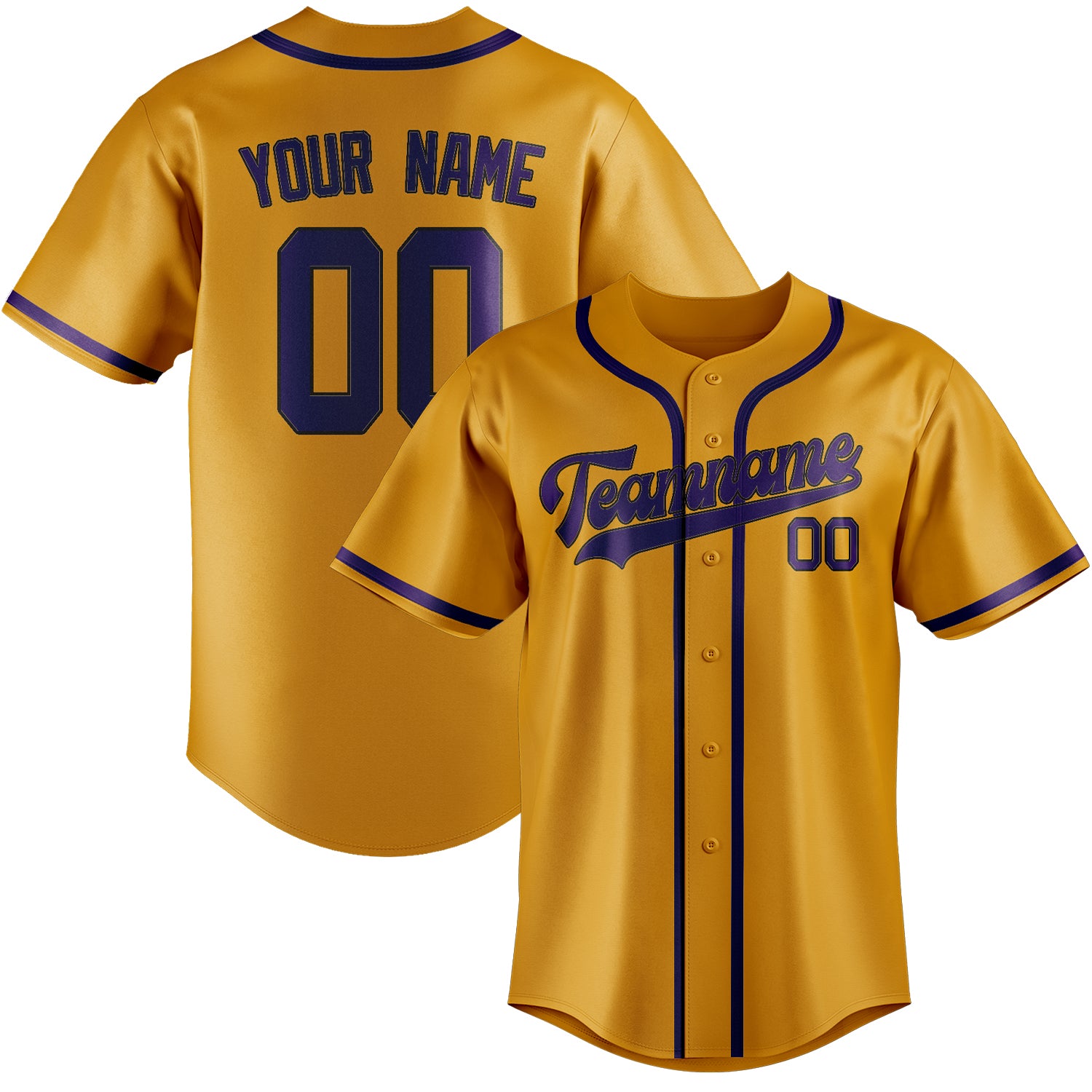 Maillot de baseball personnalisé jaune et violet