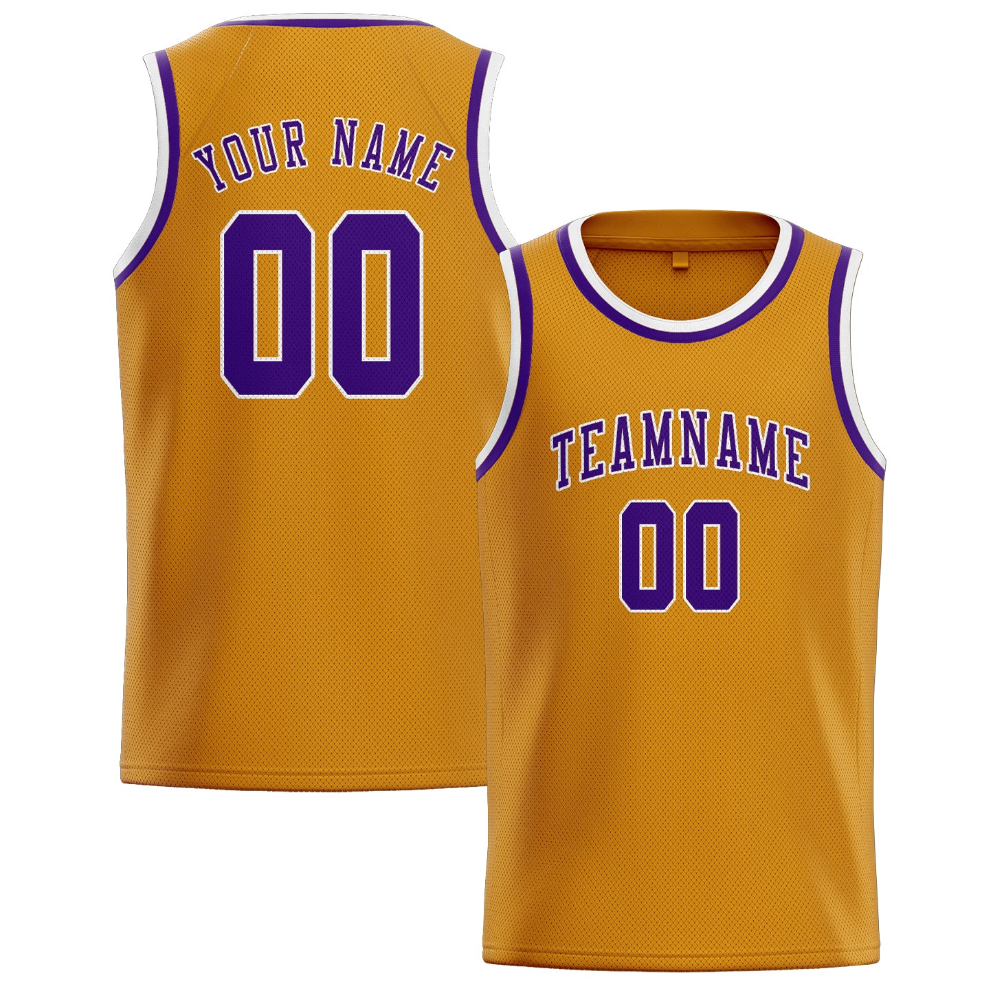 Maillot de basketball personnalisé jaune et violet