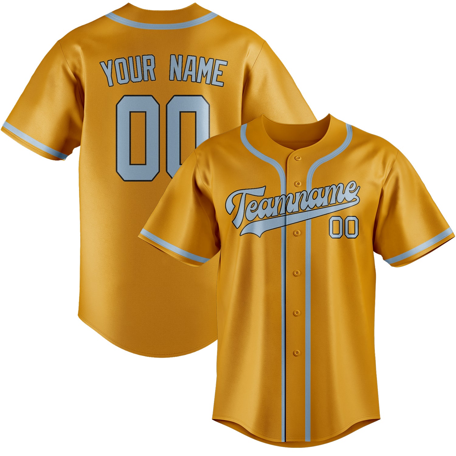 Maillot de baseball personnalisé jaune et bleu clair