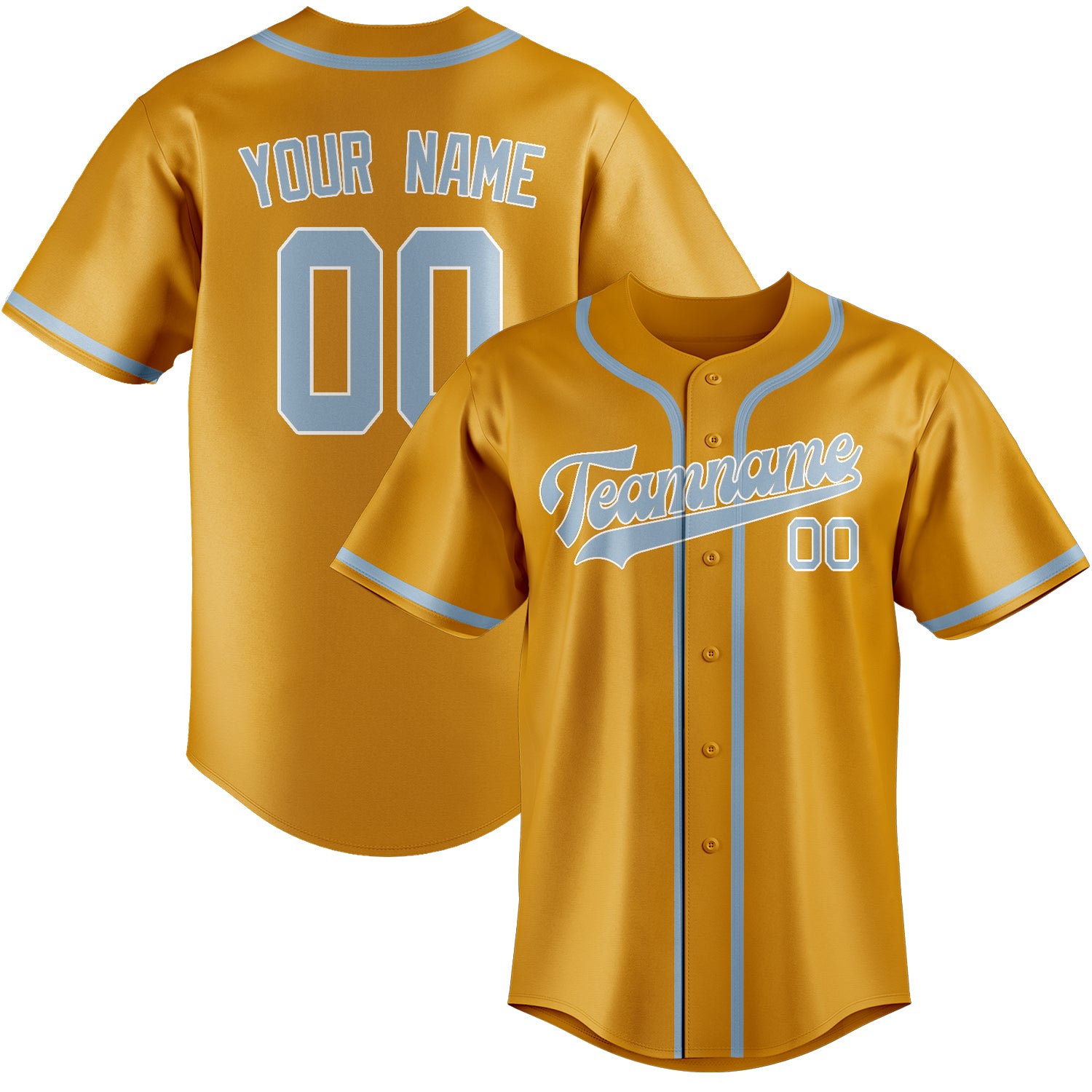 Maillot de baseball personnalisé jaune et bleu clair