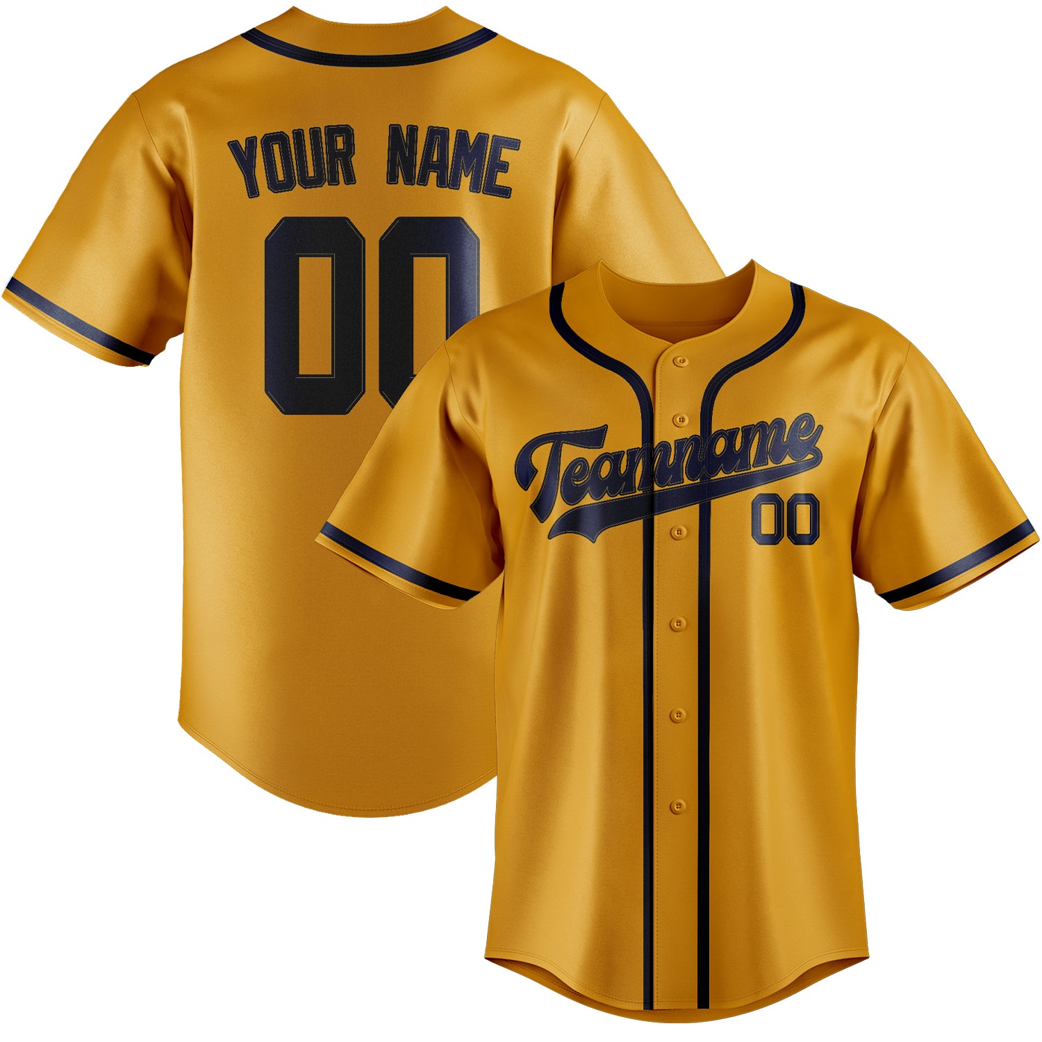 Maillot de baseball personnalisé jaune et bleu
