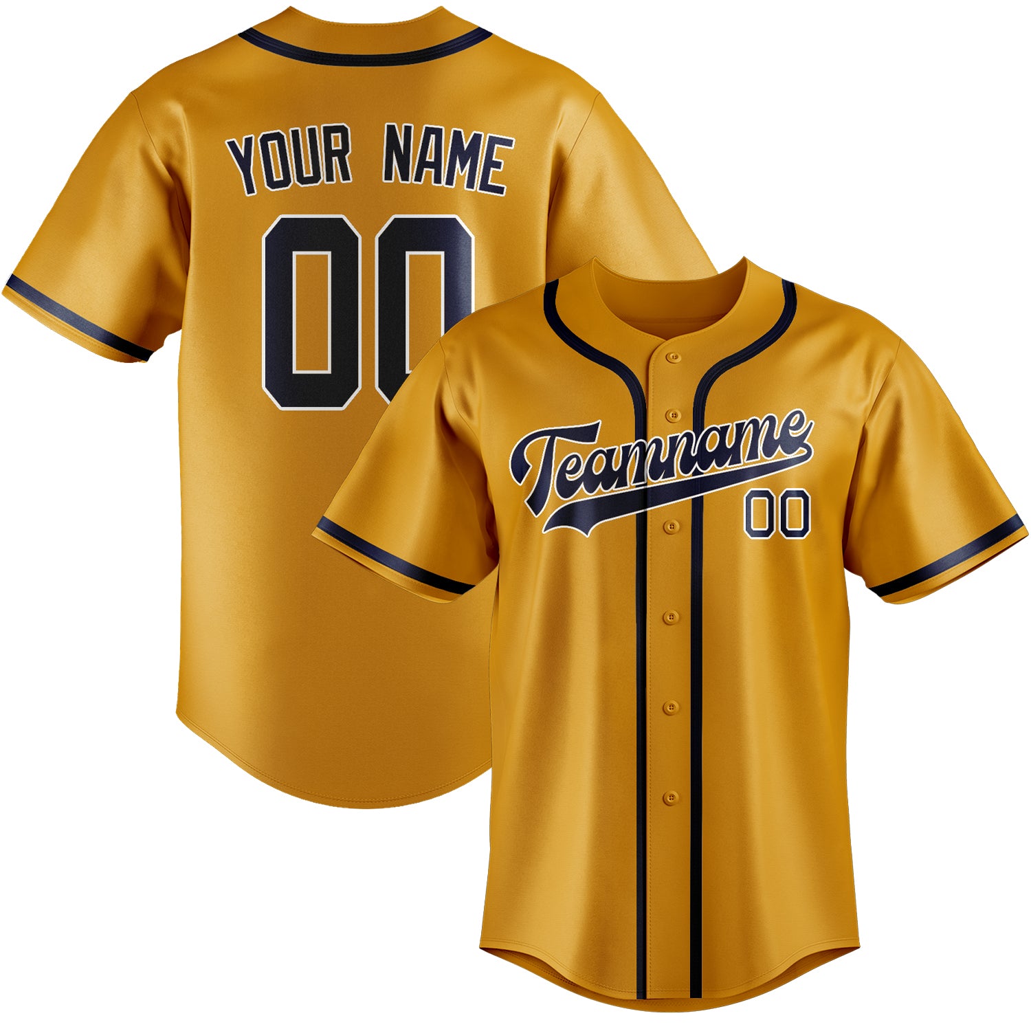Maillot de baseball personnalisé jaune et bleu