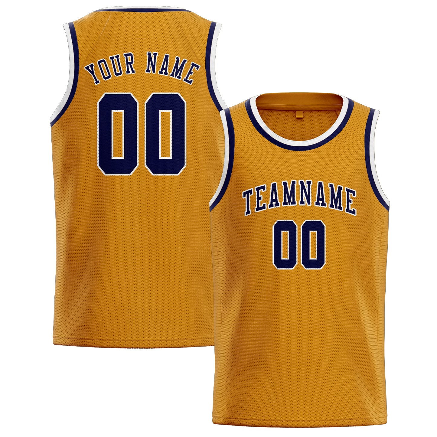 Maillot de basketball jaune et marine personnalisé