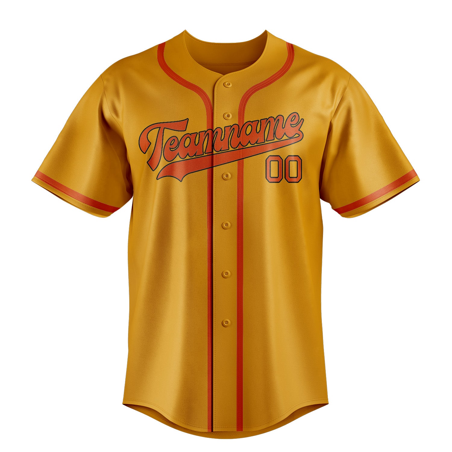 Maillot de baseball personnalisé jaune orange rouge