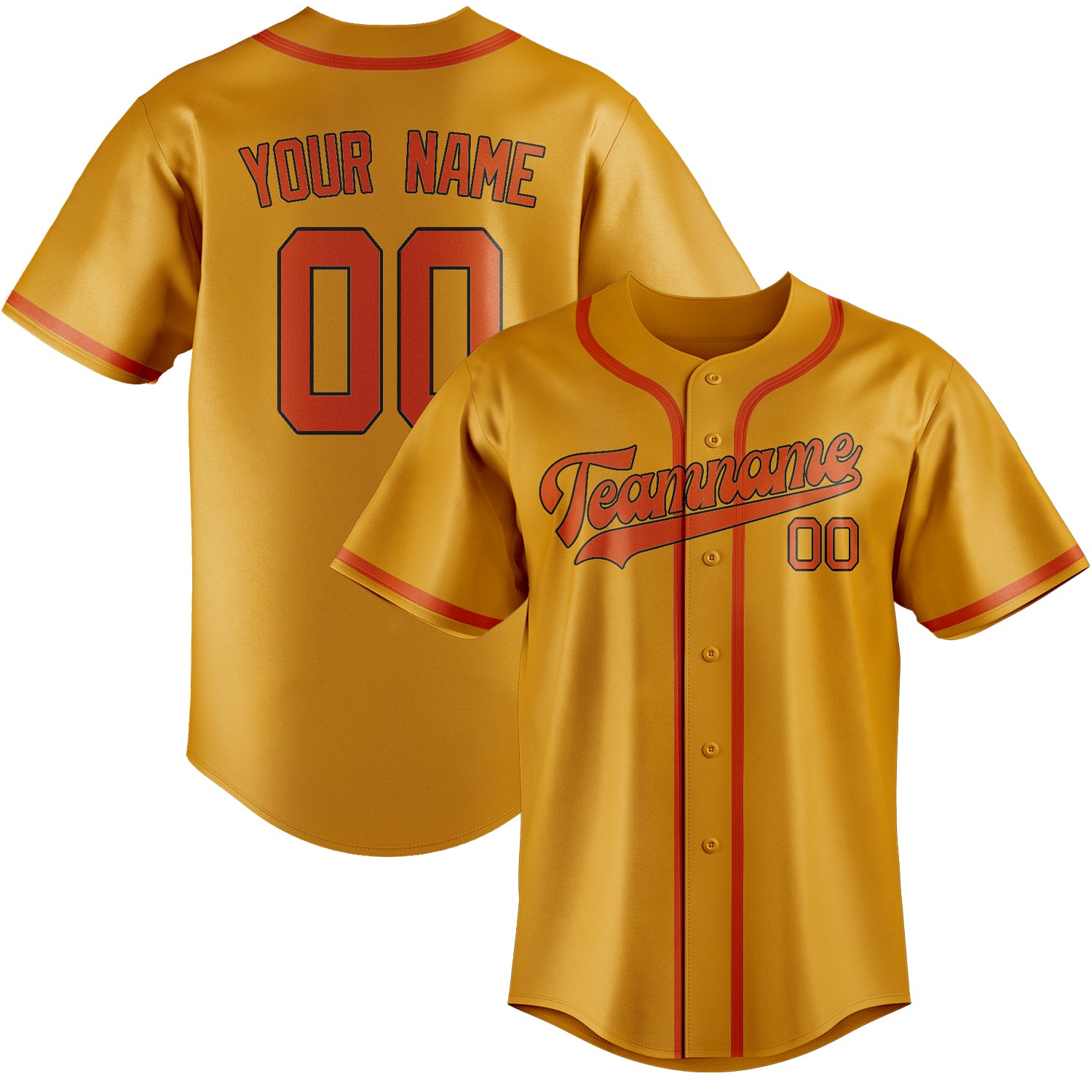 Maillot de baseball personnalisé jaune orange rouge