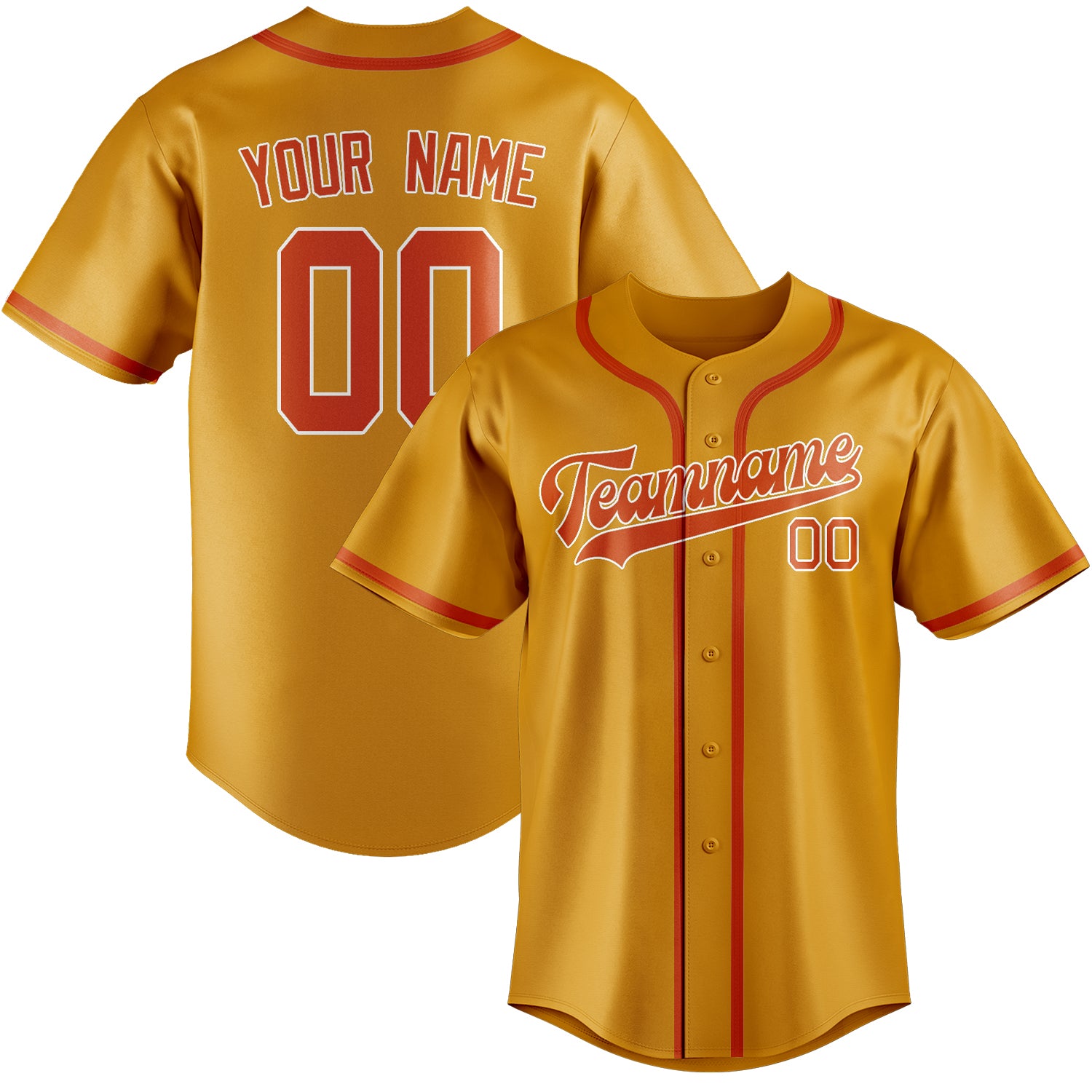 Maillot de baseball personnalisé jaune orange rouge