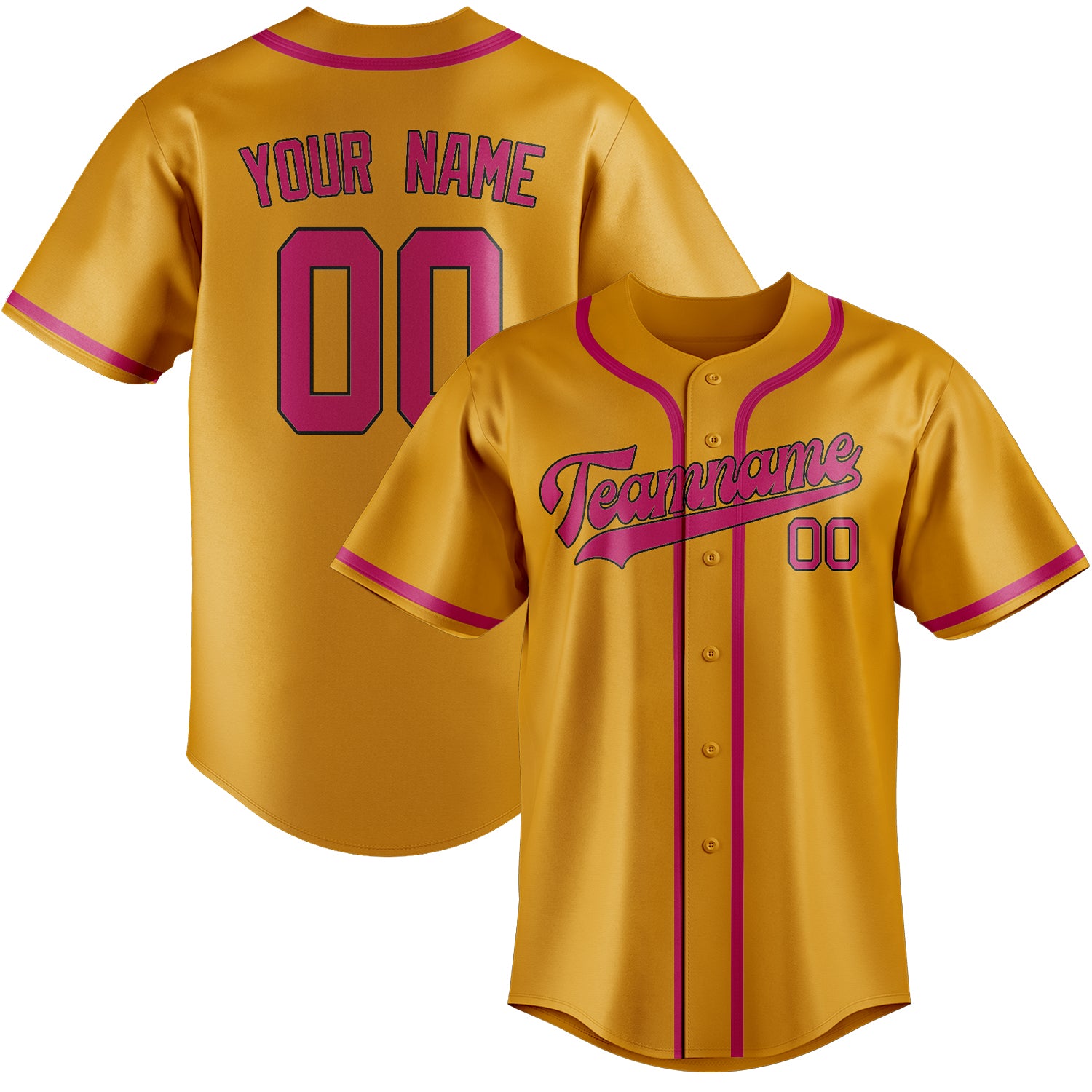 Maillot de baseball personnalisé jaune et rose