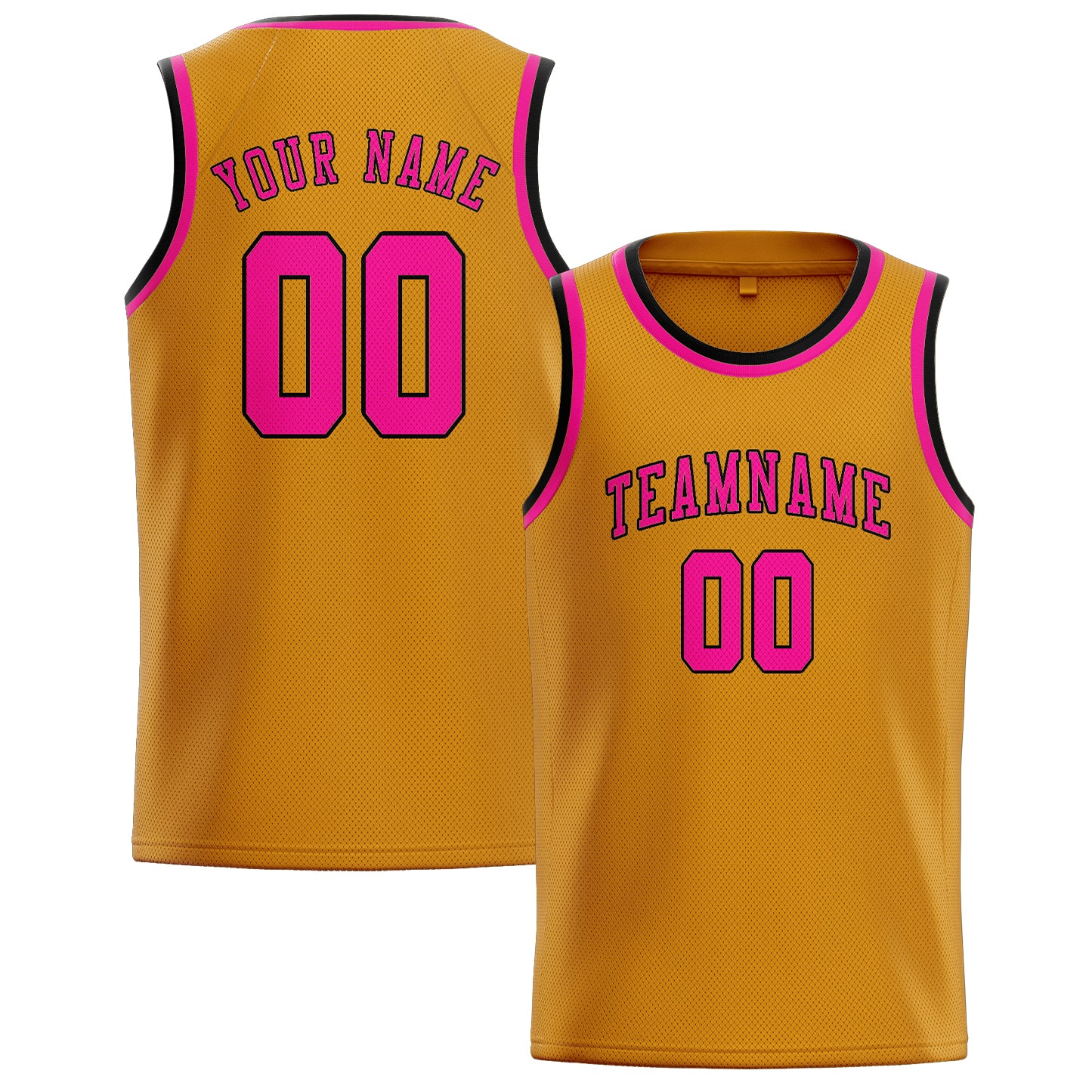 Maillot de basketball personnalisé jaune et rose