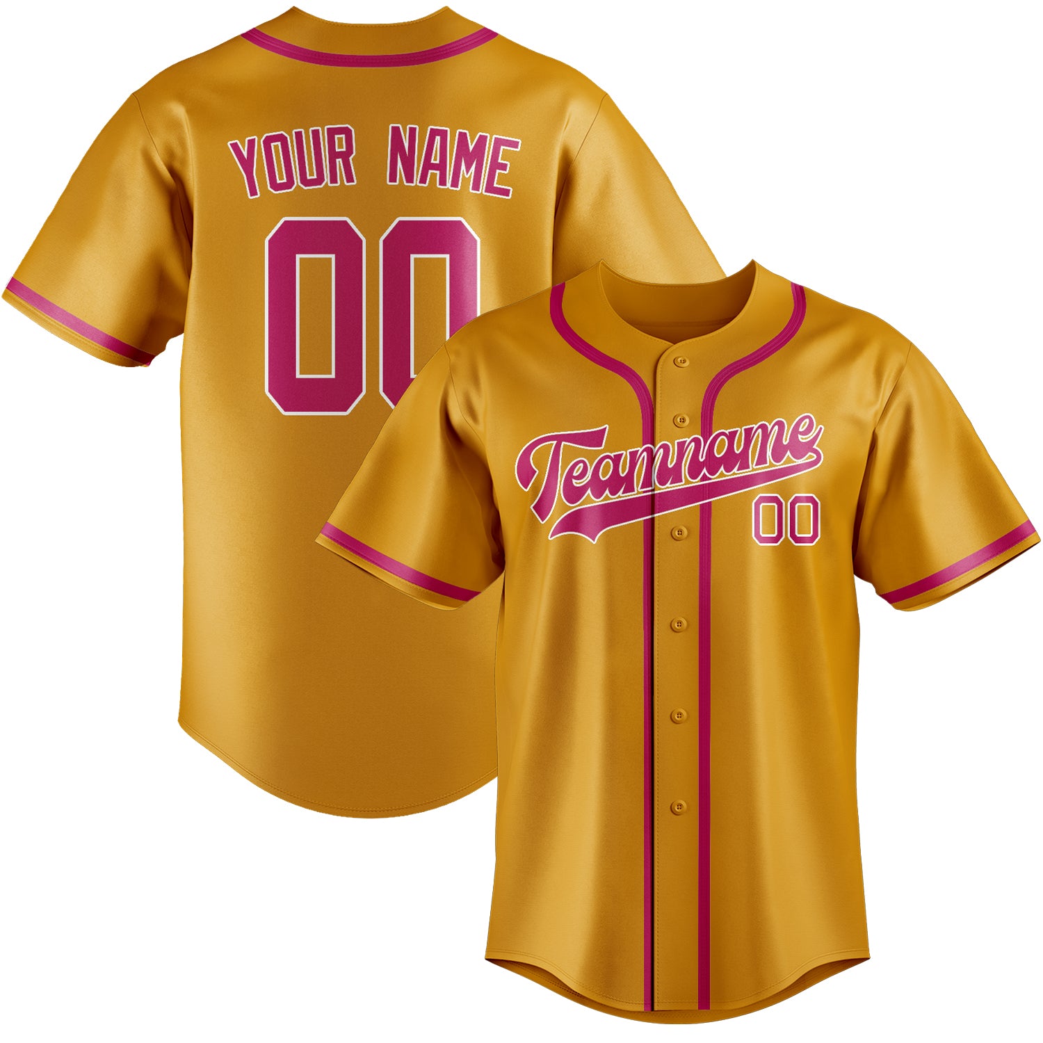 Maillot de baseball personnalisé jaune et rose
