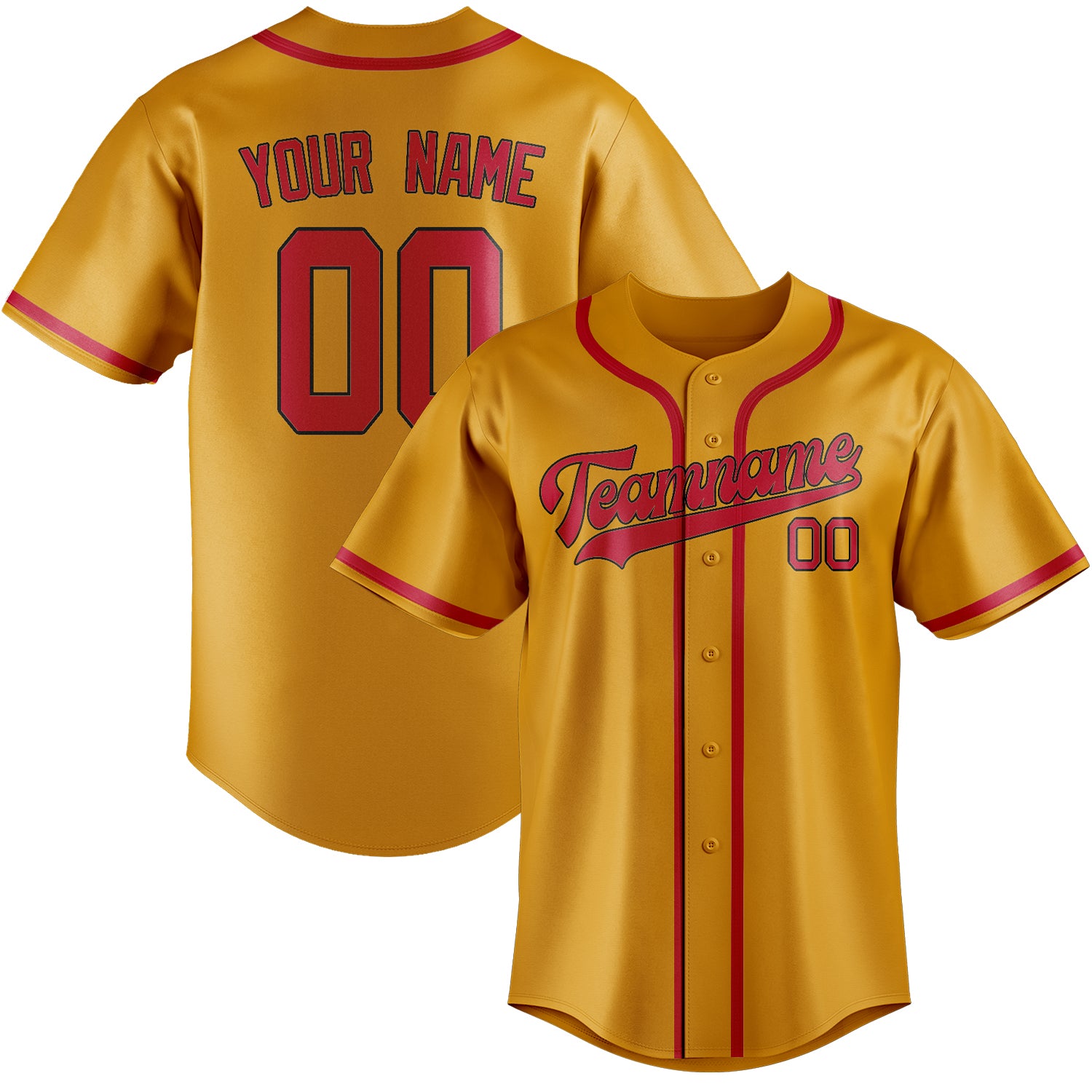 Maillot de baseball personnalisé jaune et rouge