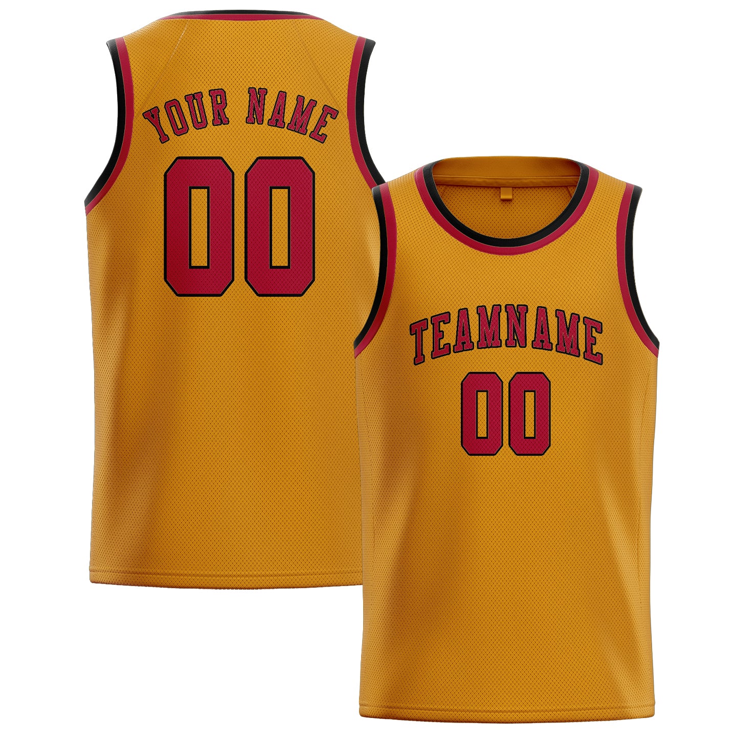 Maillot de basketball personnalisé jaune et rouge