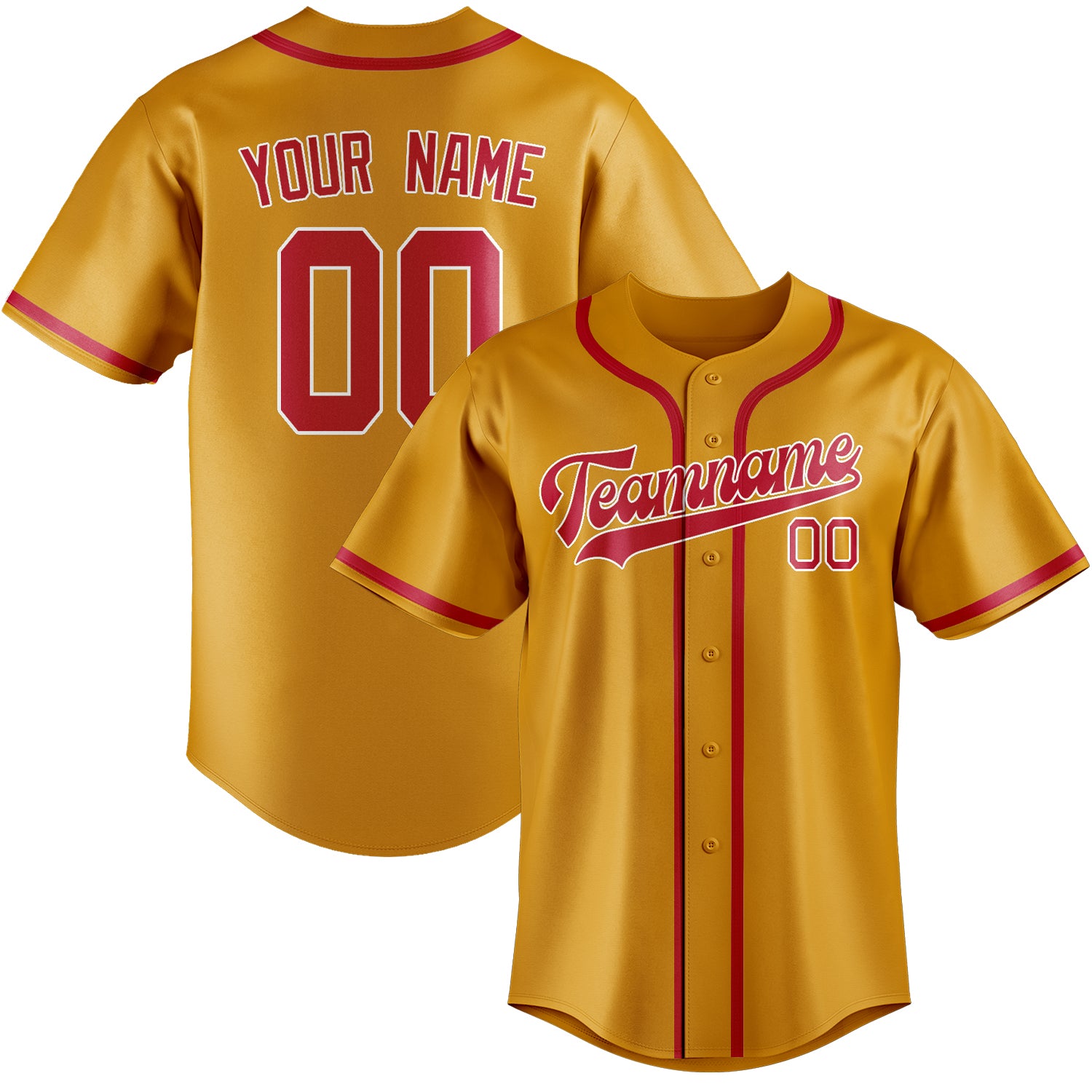 Maillot de baseball personnalisé jaune et rouge