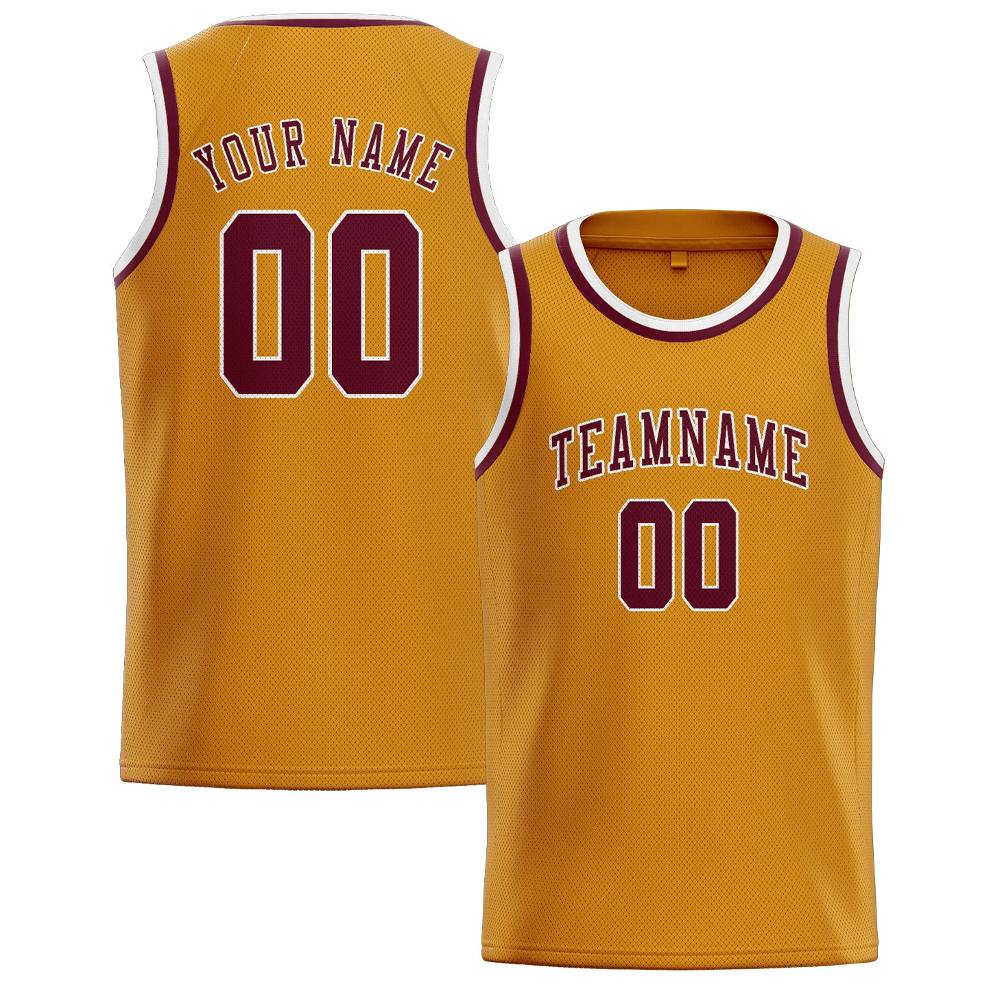 Maillot de basketball personnalisé jaune cramoisi et rouge