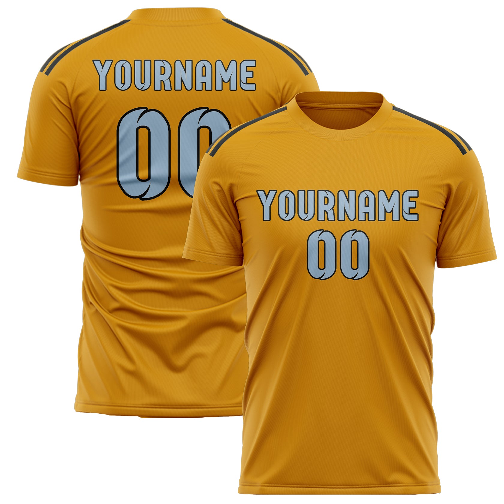 Custom Yellow Light Blue Soccer Jersey