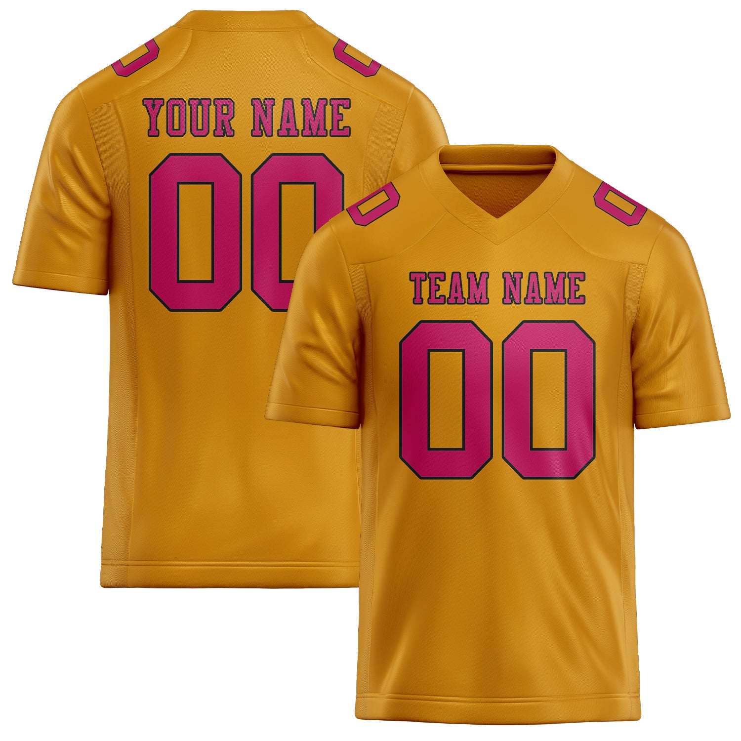 Maillot de football personnalisé jaune et rose