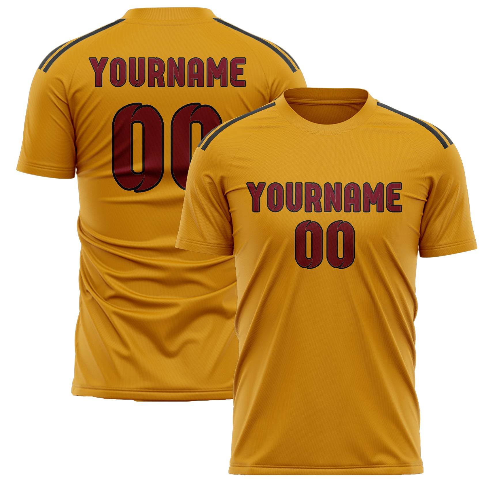 Maillot de football personnalisé jaune cramoisi rouge