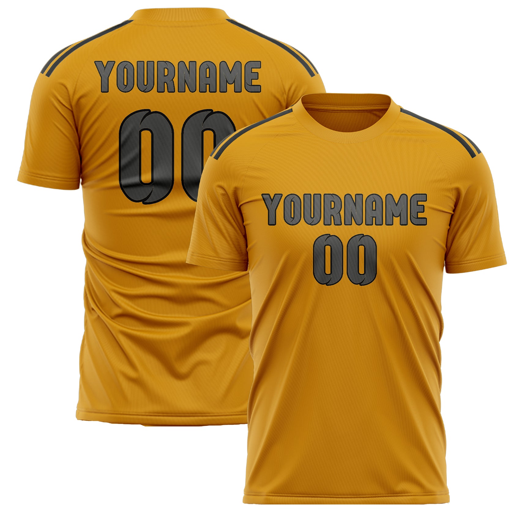 Maillot de football personnalisé jaune et gris foncé