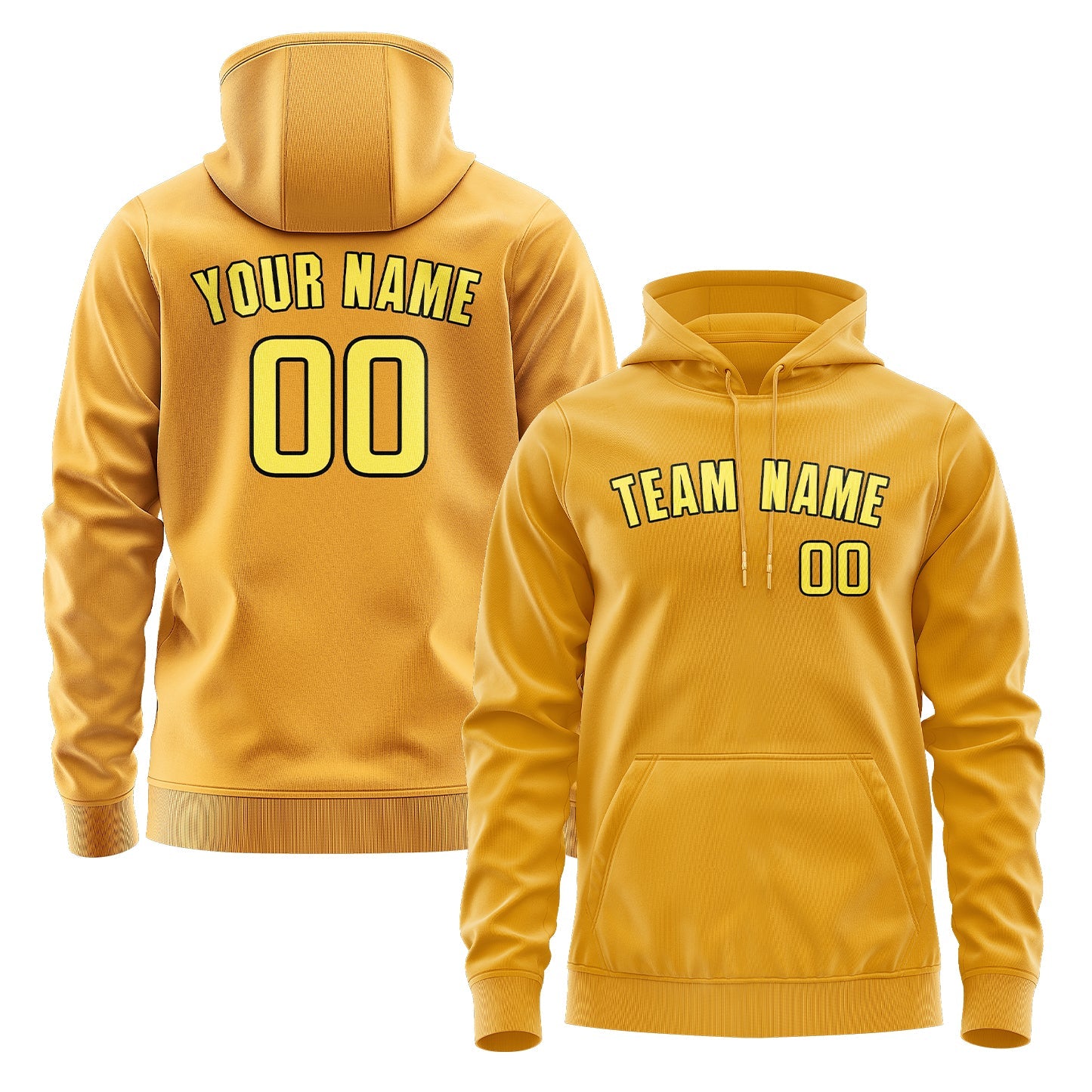 Sweat à capuche jaune clair personnalisé 