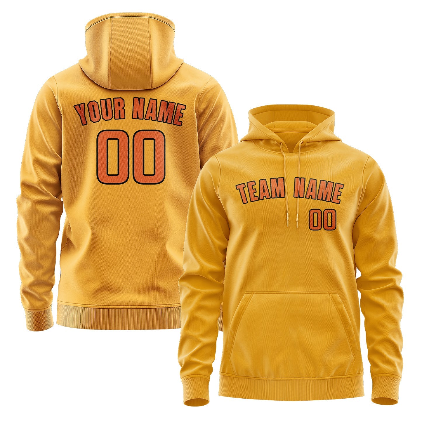 Sweat à capuche jaune-orange personnalisé 