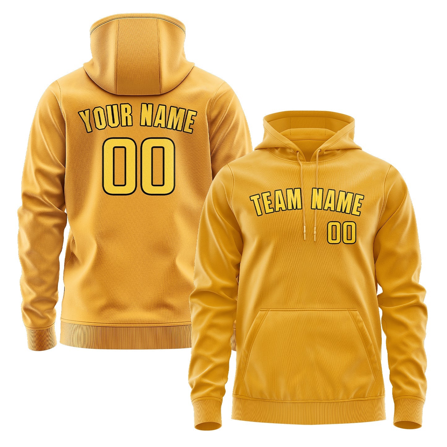 Sweat à capuche jaune doré personnalisé 
