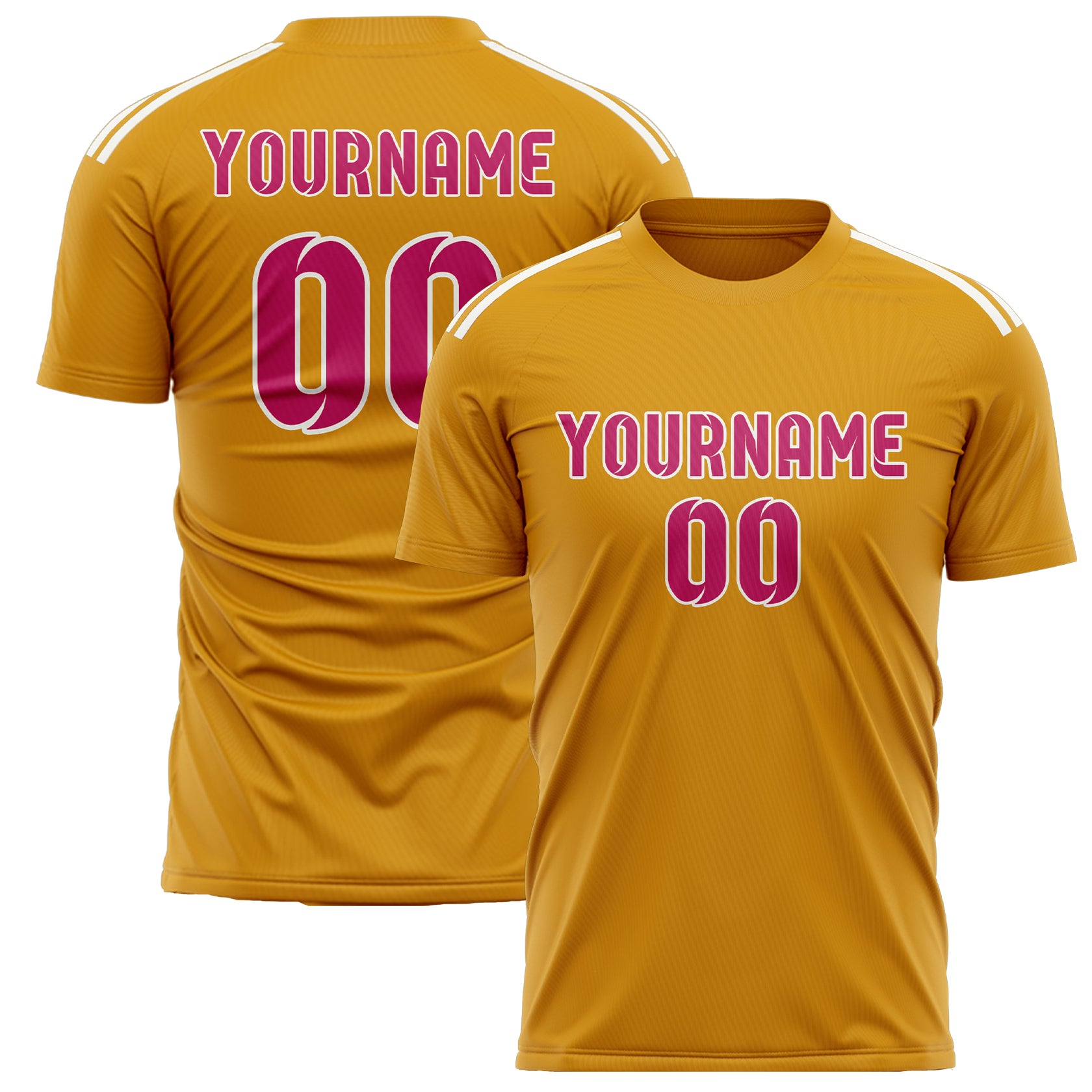 Maillot de football personnalisé jaune et rose