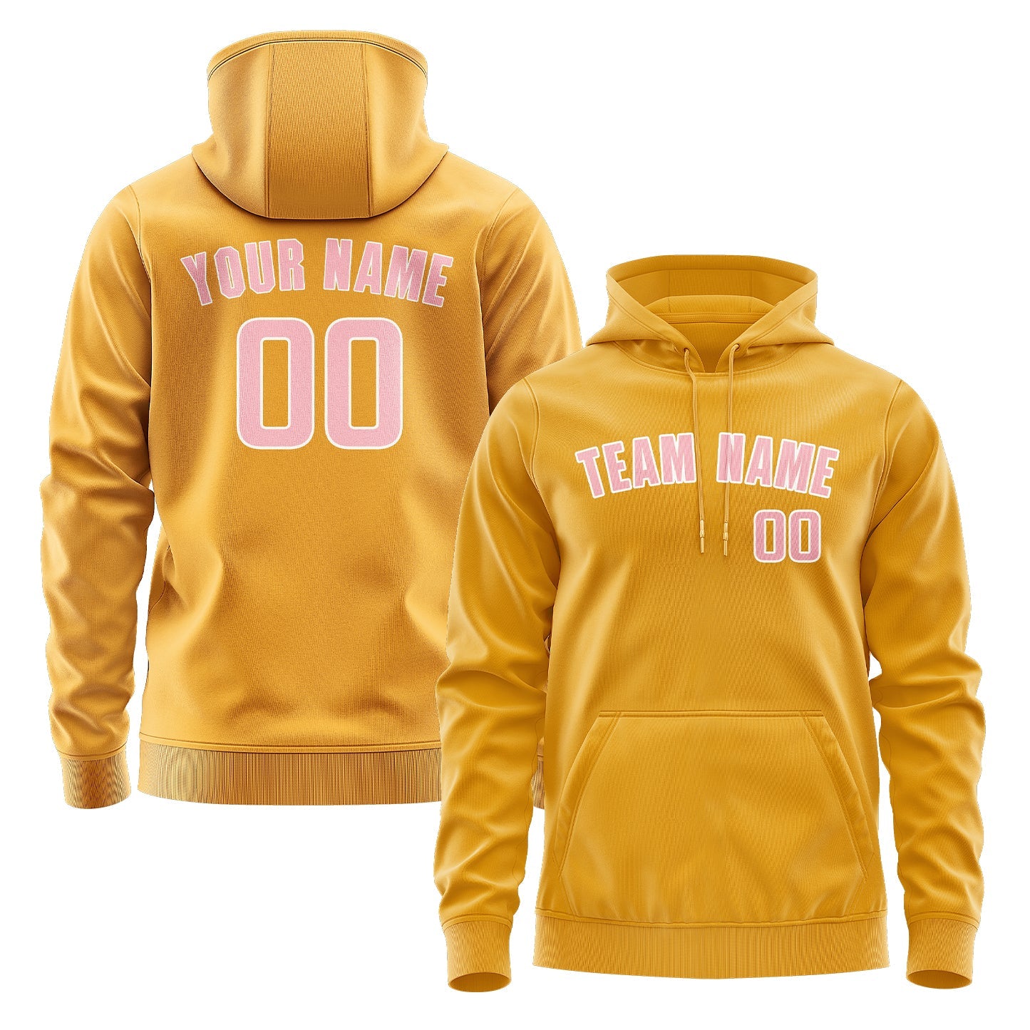 Sweat à capuche jaune et rose clair personnalisé 