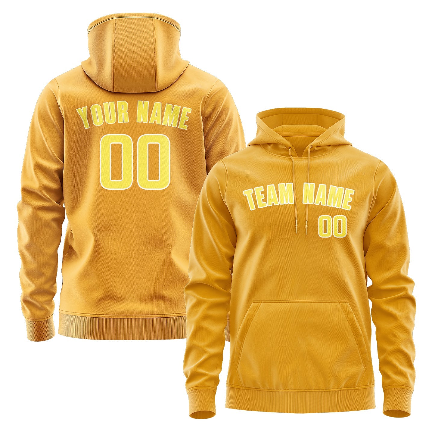 Sweat à capuche jaune clair personnalisé 