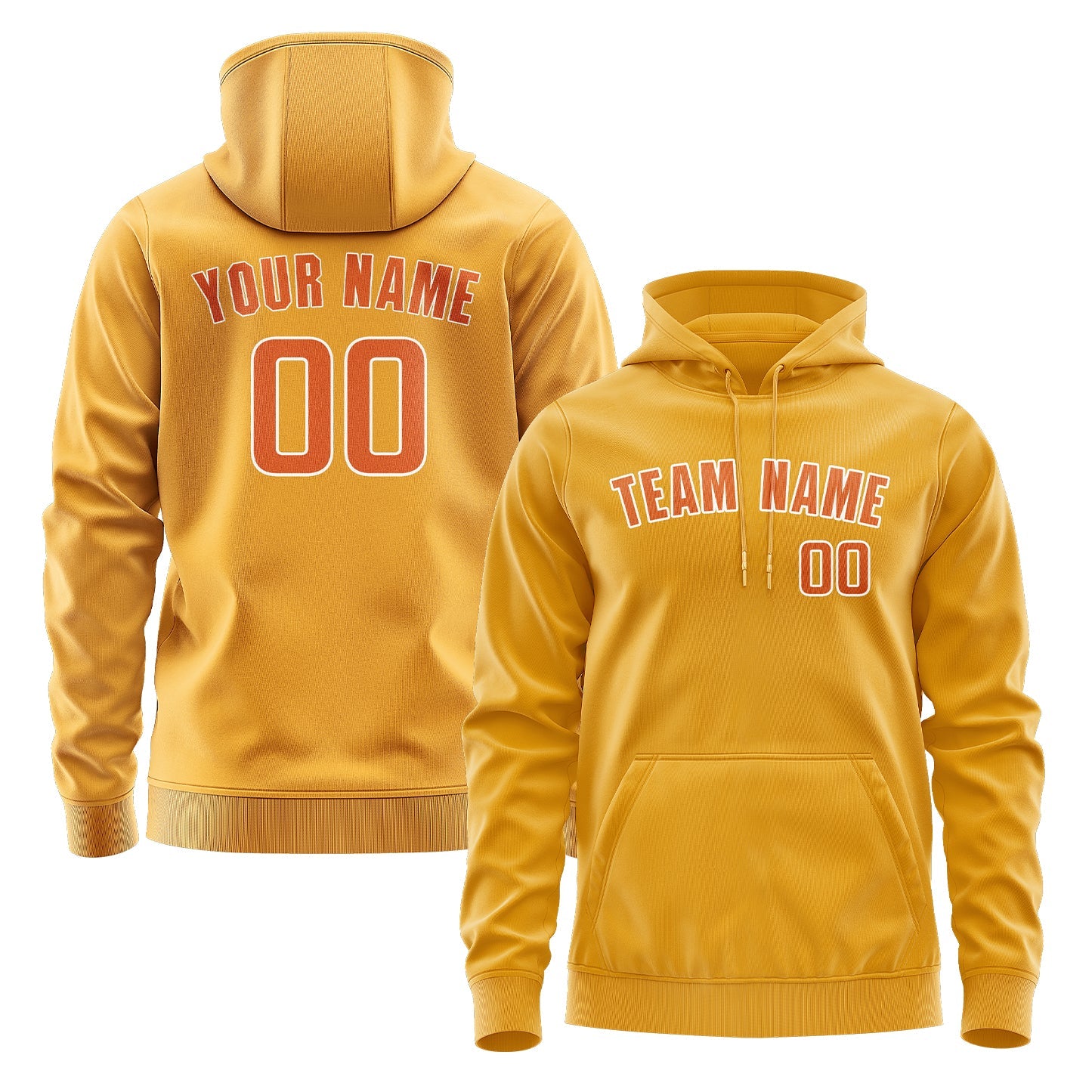 Sweat à capuche jaune-orange personnalisé 