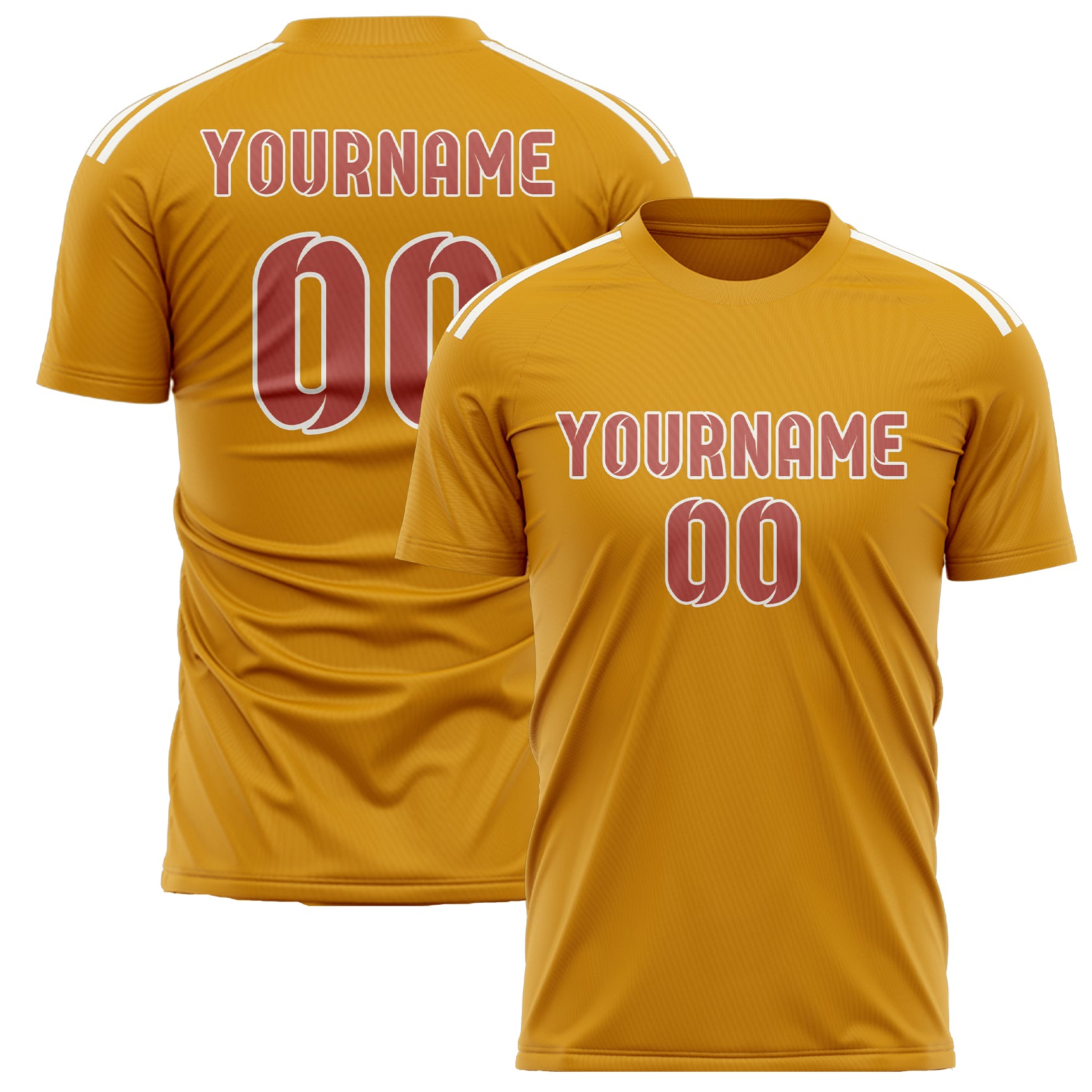 Maillot de football personnalisé jaune et cuivre rose