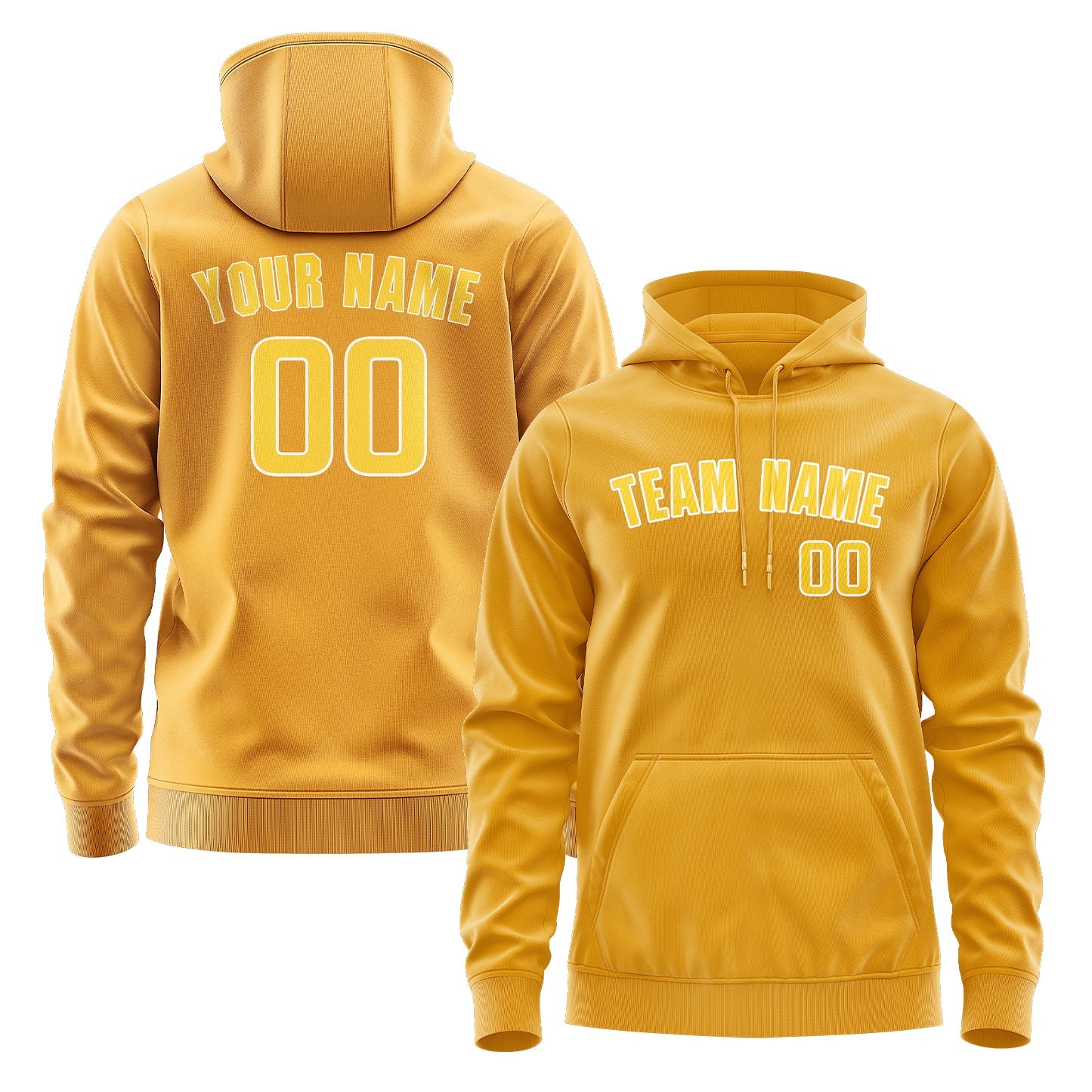 Sweat à capuche jaune doré personnalisé 