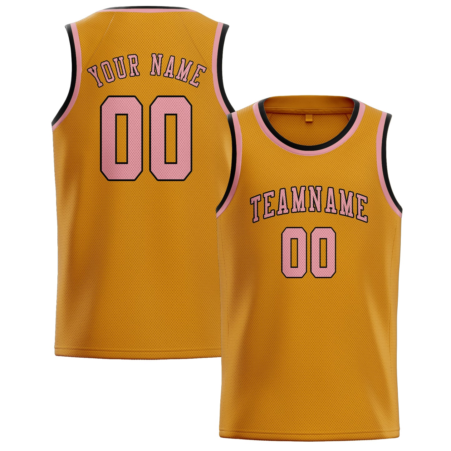 Maillot de basketball personnalisé jaune et rose clair