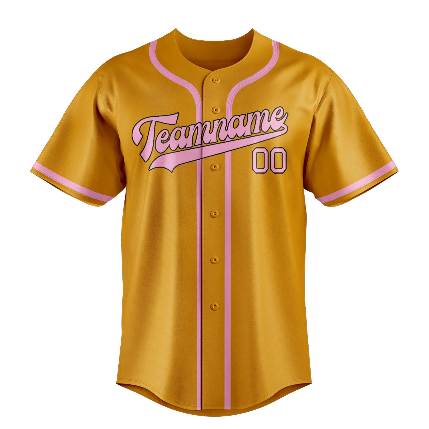 Maillot de baseball personnalisé jaune et rose clair
