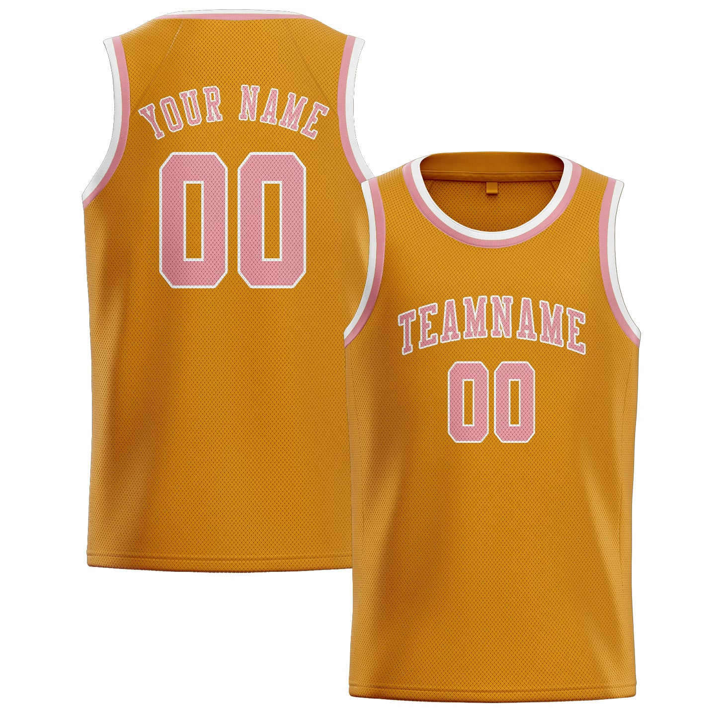 Maillot de basketball personnalisé jaune et rose clair