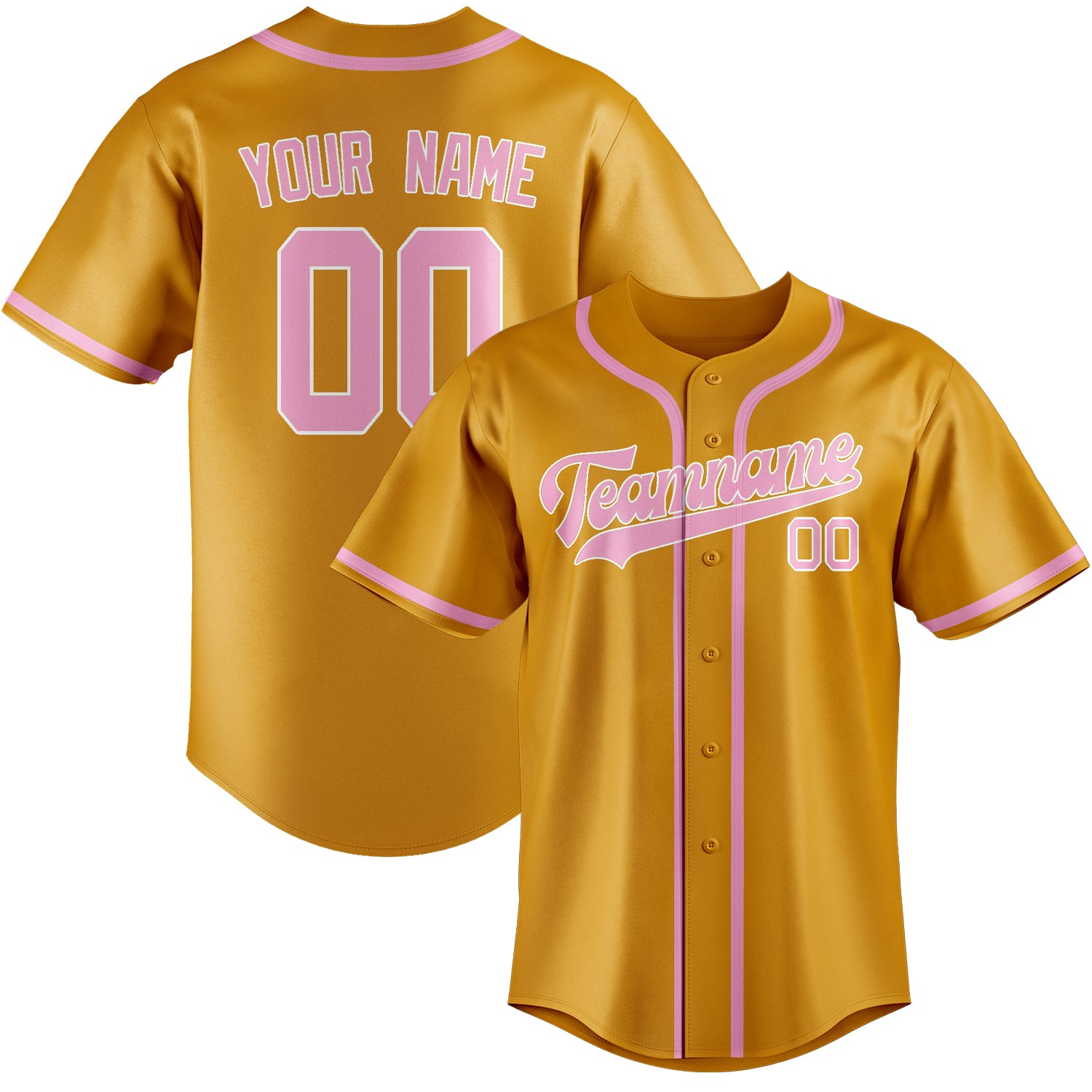 Maillot de baseball personnalisé jaune et rose clair